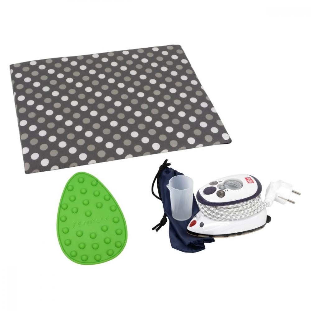 Semplix Dampfbügeleisen - Set mit Prym Mini-Bügeleisen + Bügelunterlage + Ablage