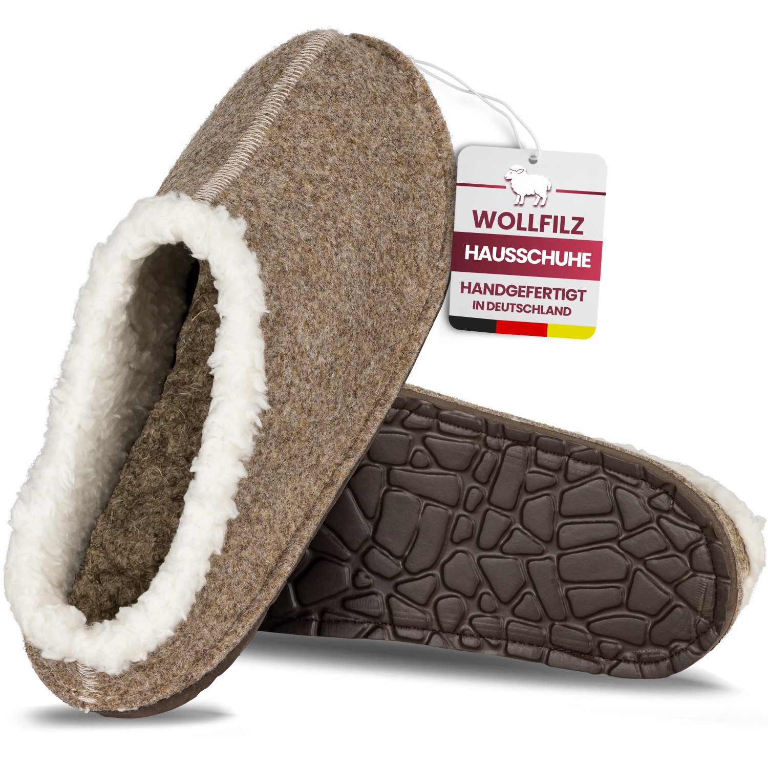 Easy and Green Filz Damen & Herren aus Wollfilz und Bio Baumwolle Pantoffel
