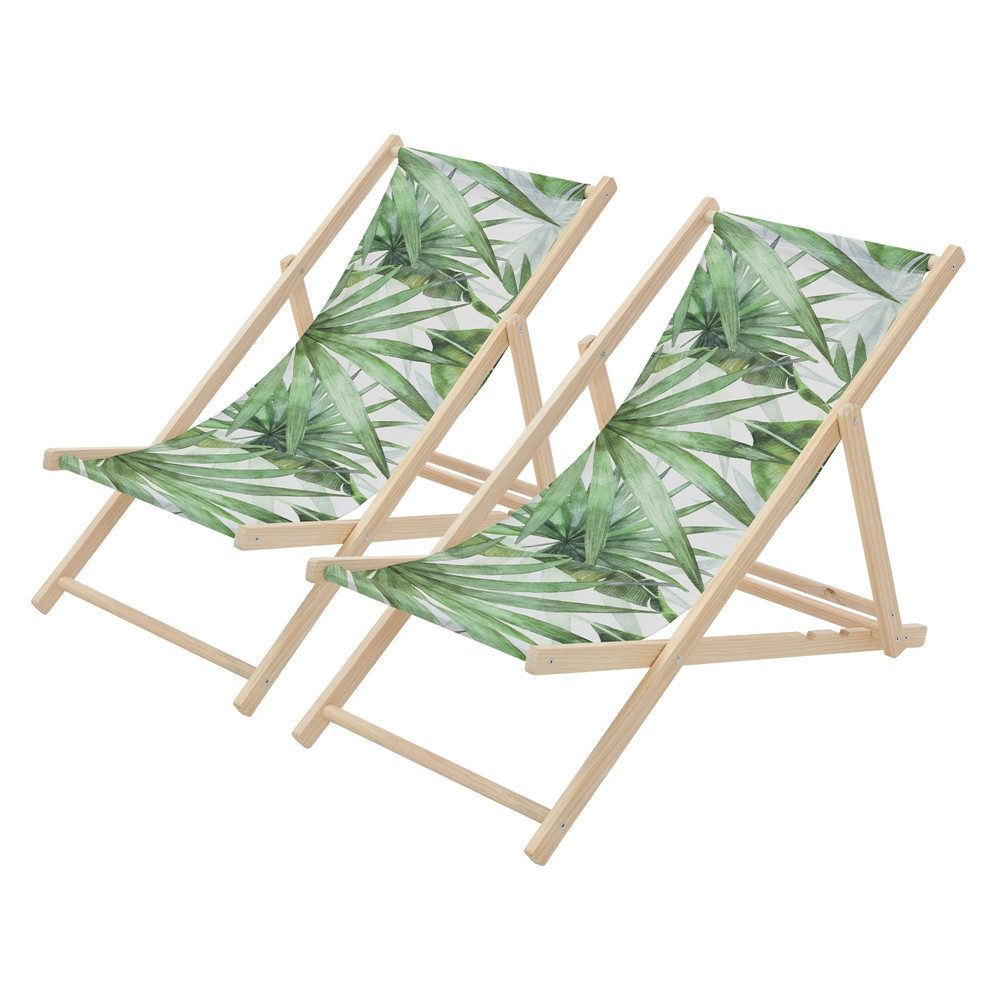 ECD Germany Gartenliege Holz Liegestuhl Beachstuhl klappbarer Strandstuhl Strandliege Liege, 2 St., 2er Set Sonnenliege mit 3-Fach verstellbarer Rückenlehne Relaxliege