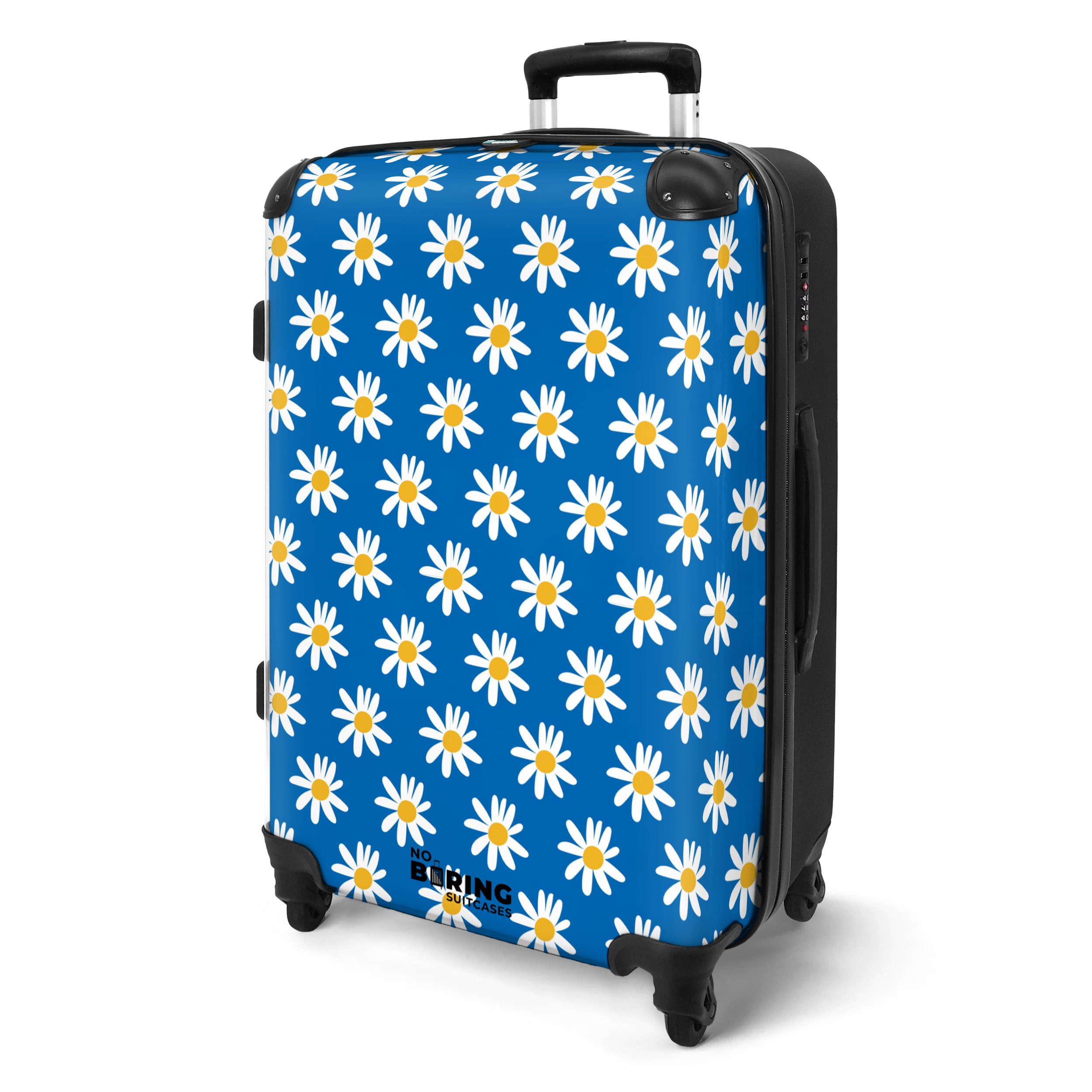 NoBoringSuitcases.com© Hartschalen-Trolley Blau mit Gänseblümchen 67 günstig online kaufen