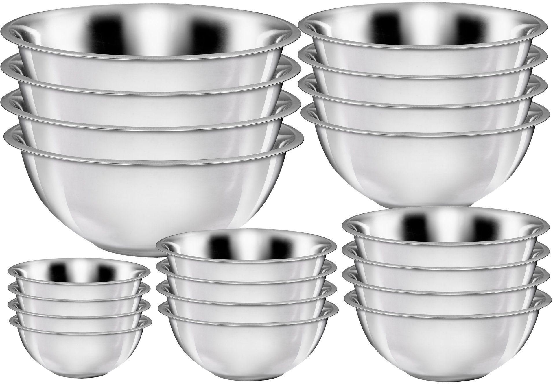 KING Schüssel, Edelstahl, (Set, 20-tlg), ineinander stapelbar, 16/20/24/28/32 cm