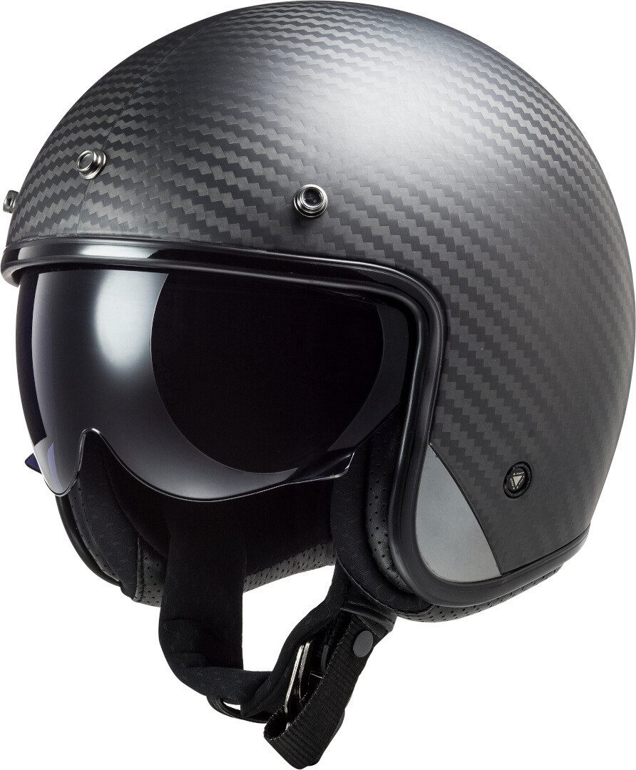 LS2 Motorradhelm OF601 Bob Carbon Jethelm, Integriertes Sonnenvisier