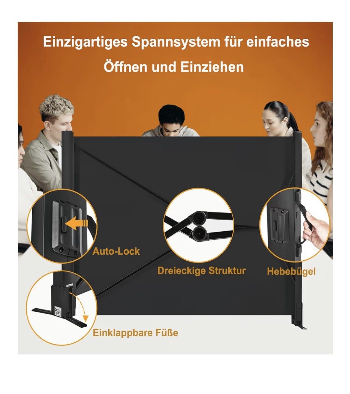 UE Stock GmbH Tragbare 50-Zoll-Leinwand mit Stativ, 4:3 Stativleinwand (50 Zoll Leinwand, 101,6 x 76,2 cm, mit Stativ)