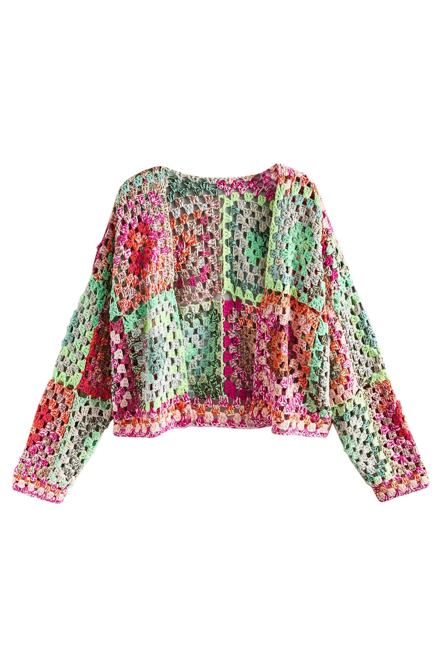 Next Cardigan Strickjacke mit langen Ärmeln und Häkelbesatz (1-tlg)