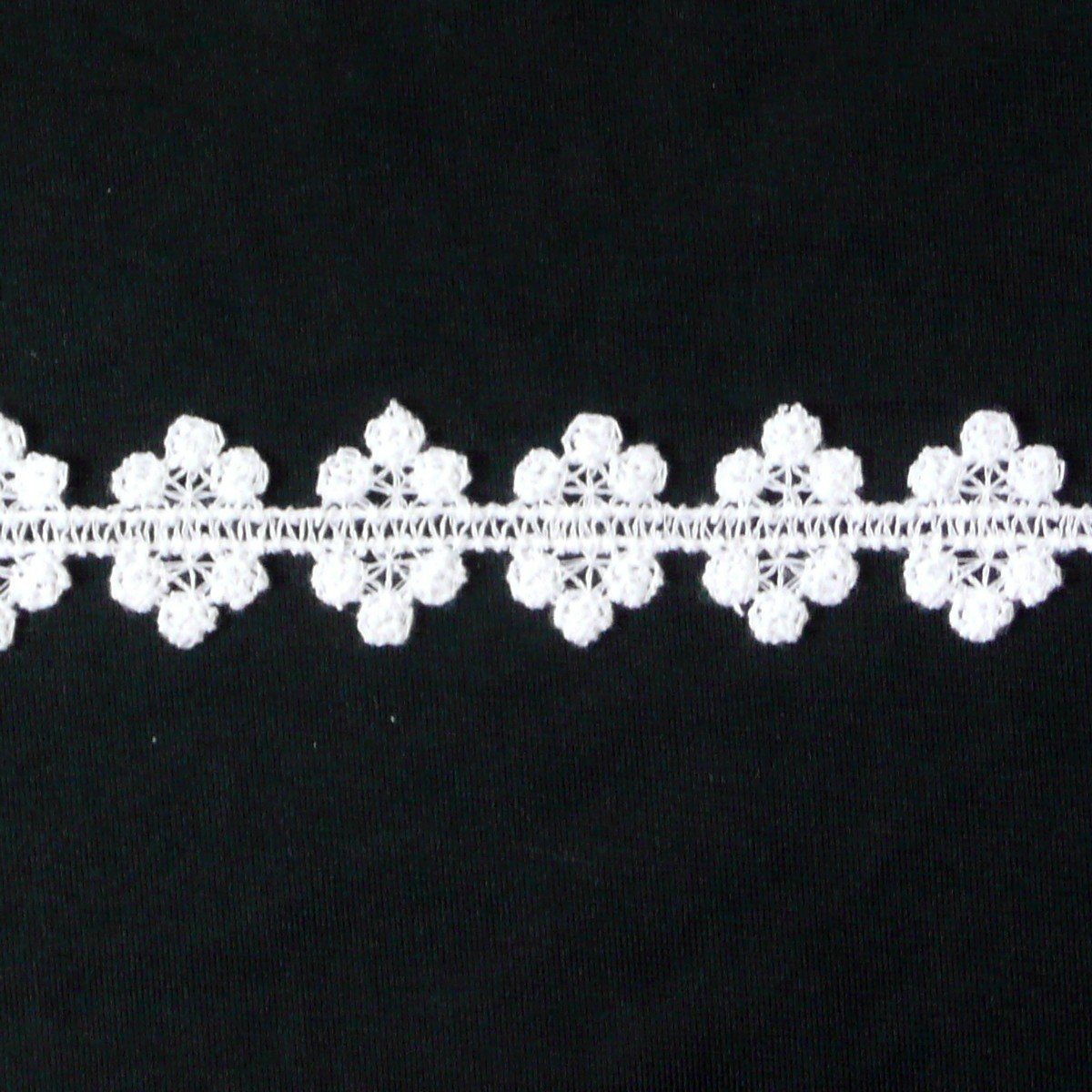 Stoff Borte Spitzenborte weiß Kreise Meterware 3cm