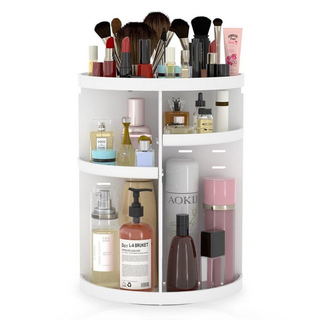 Intirilife Make-Up Organizer, 360 Grad rotierbarer Make-Up Organizer in Weiß – Kosmetik Aufbewahrungsbox für Schmuck Accesoires Make-Up und Hautpflegeprodukte