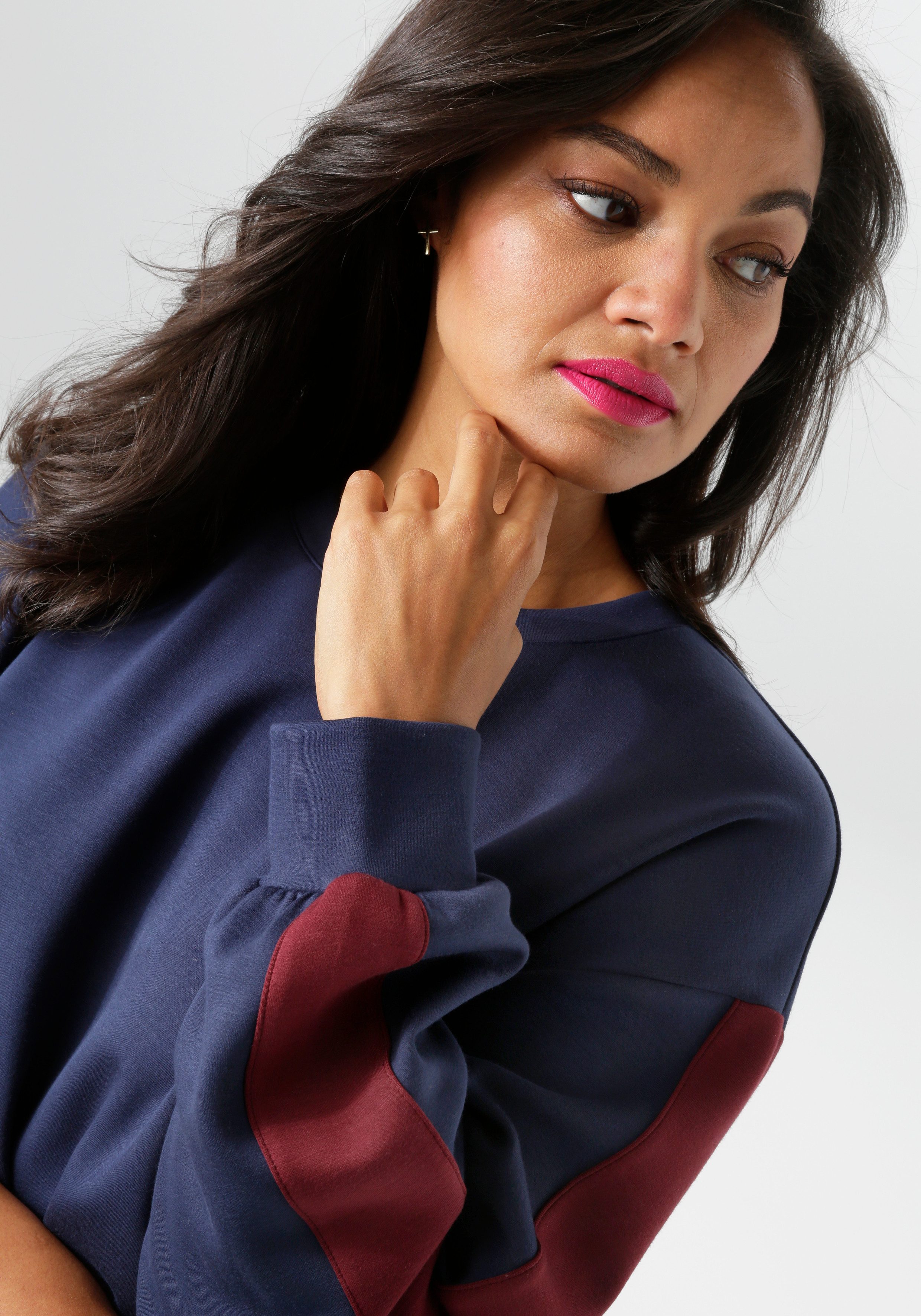 Aniston PLUS Sweatshirt mit trendigen Seitenstreifen - NEUE KOLLEKTION