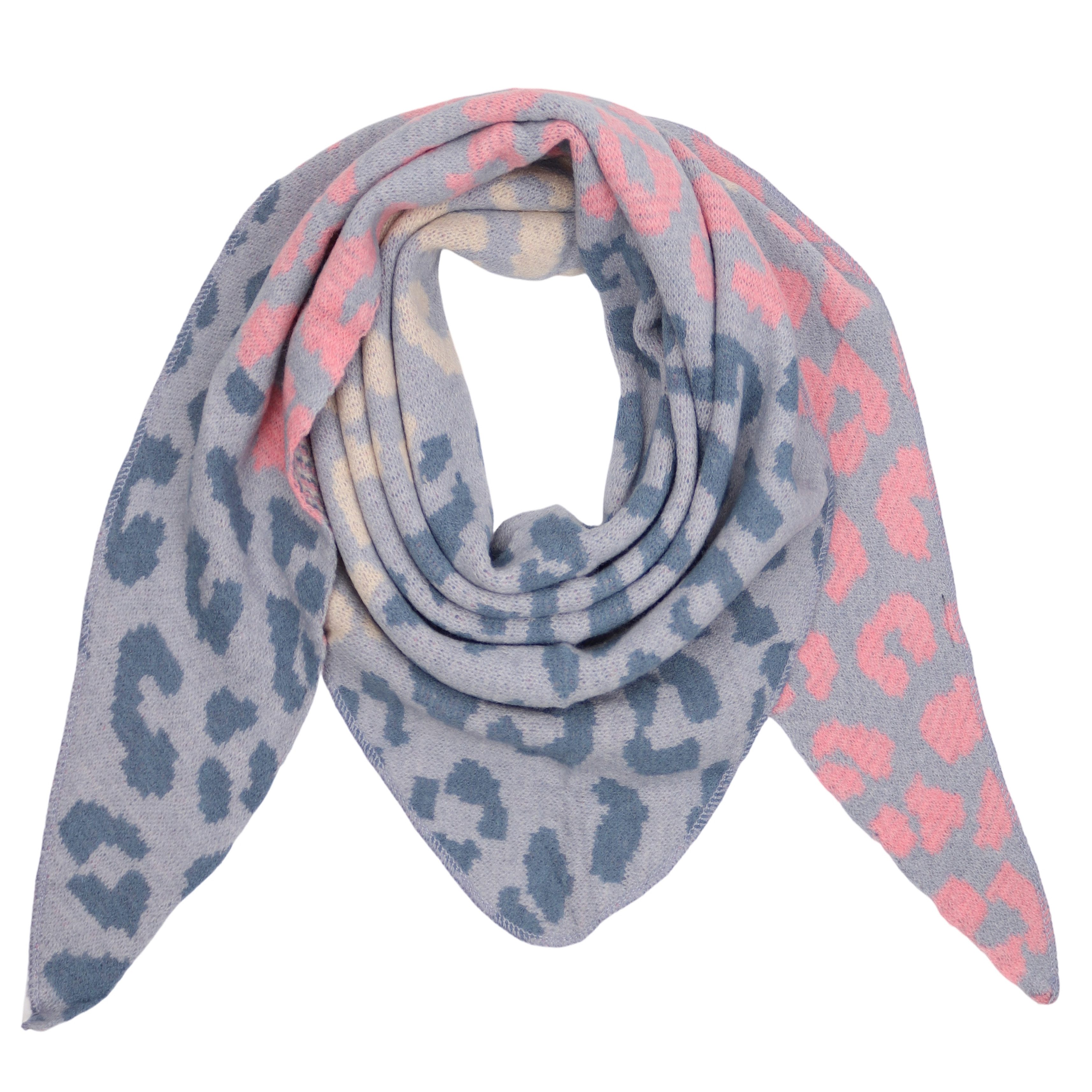 MIRROSI Dreieckstuch kuschliger und warmer Dreiecksschal ca.190x80 cm, (Leo Muster; Neue Kollektion Herbst/Winter 2025), Trendiges LEO-Design, wärmend & weich
