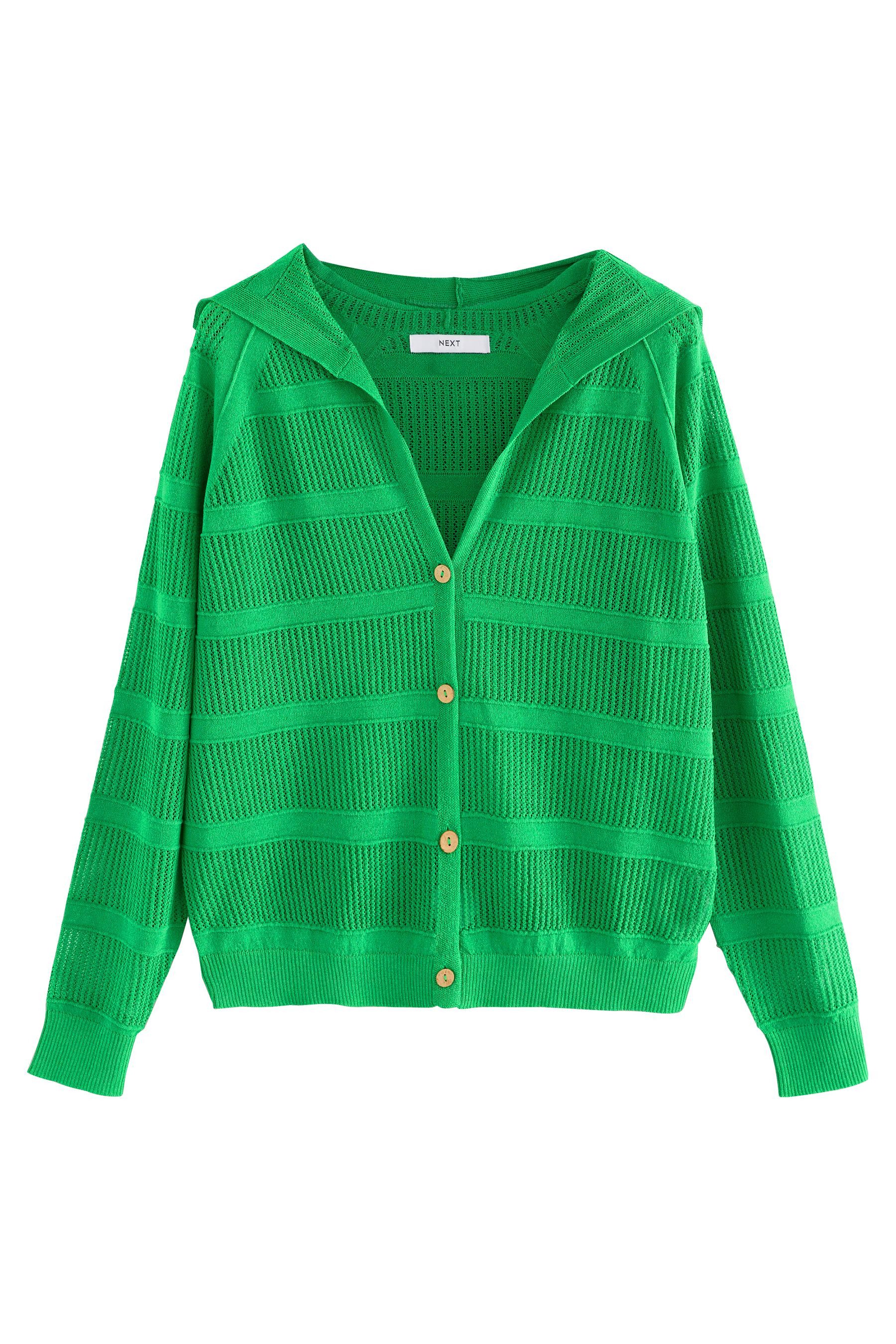 Next Strickjacke Leichte Kapuzen-Strickjacke mit Meshmuster günstig online kaufen