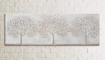 YS-Art Gemälde Waldkühle, Wald, Landschaft auf Leinwand Bild Handgemalt Wald Bäume Grau