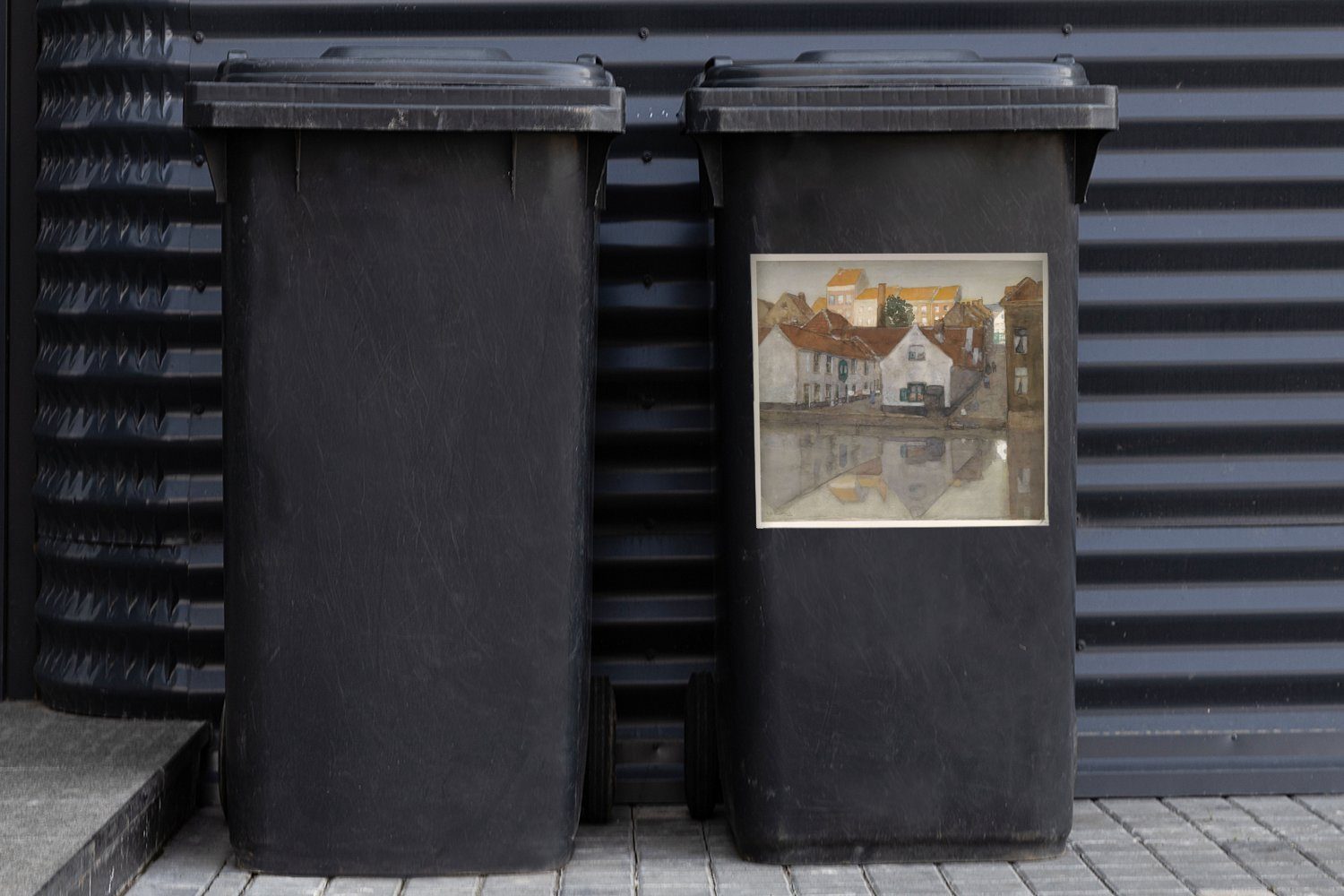 Sticker, Breitner Hendrik Slum George Abfalbehälter (1 MuchoWow von Gemälde - Mülltonne, Gent Wandsticker St), in Container, Mülleimer-aufkleber,