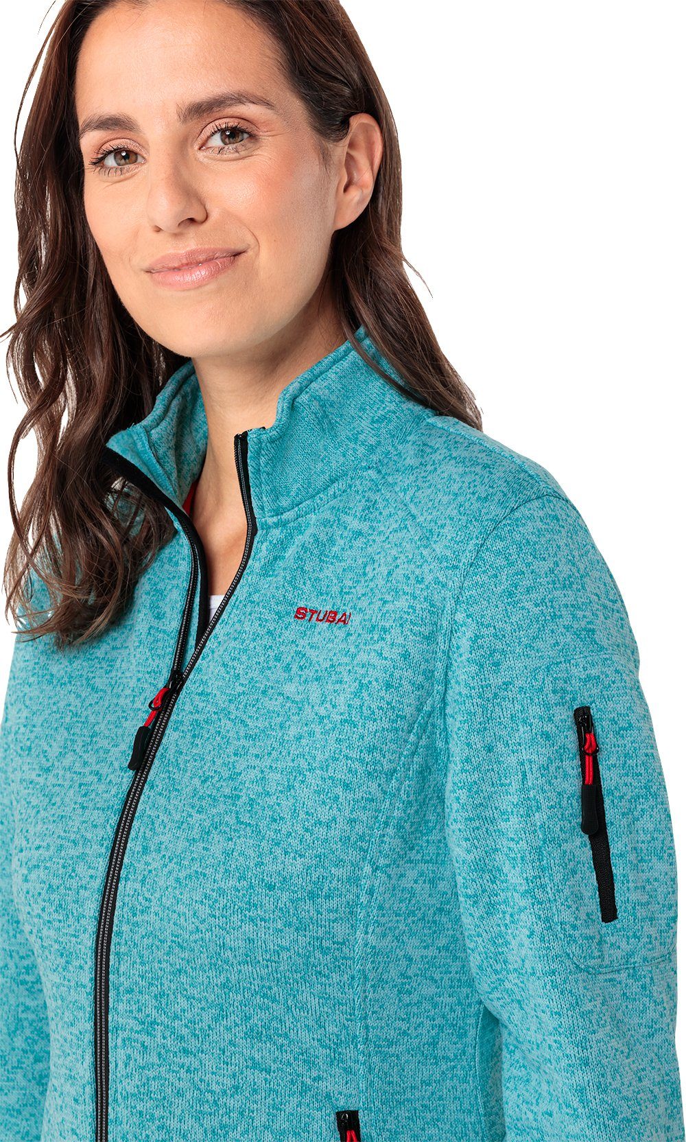 Stubai Strickfleecejacke leichte Übergangsjacke, schnelltrocknend mit Kapuze