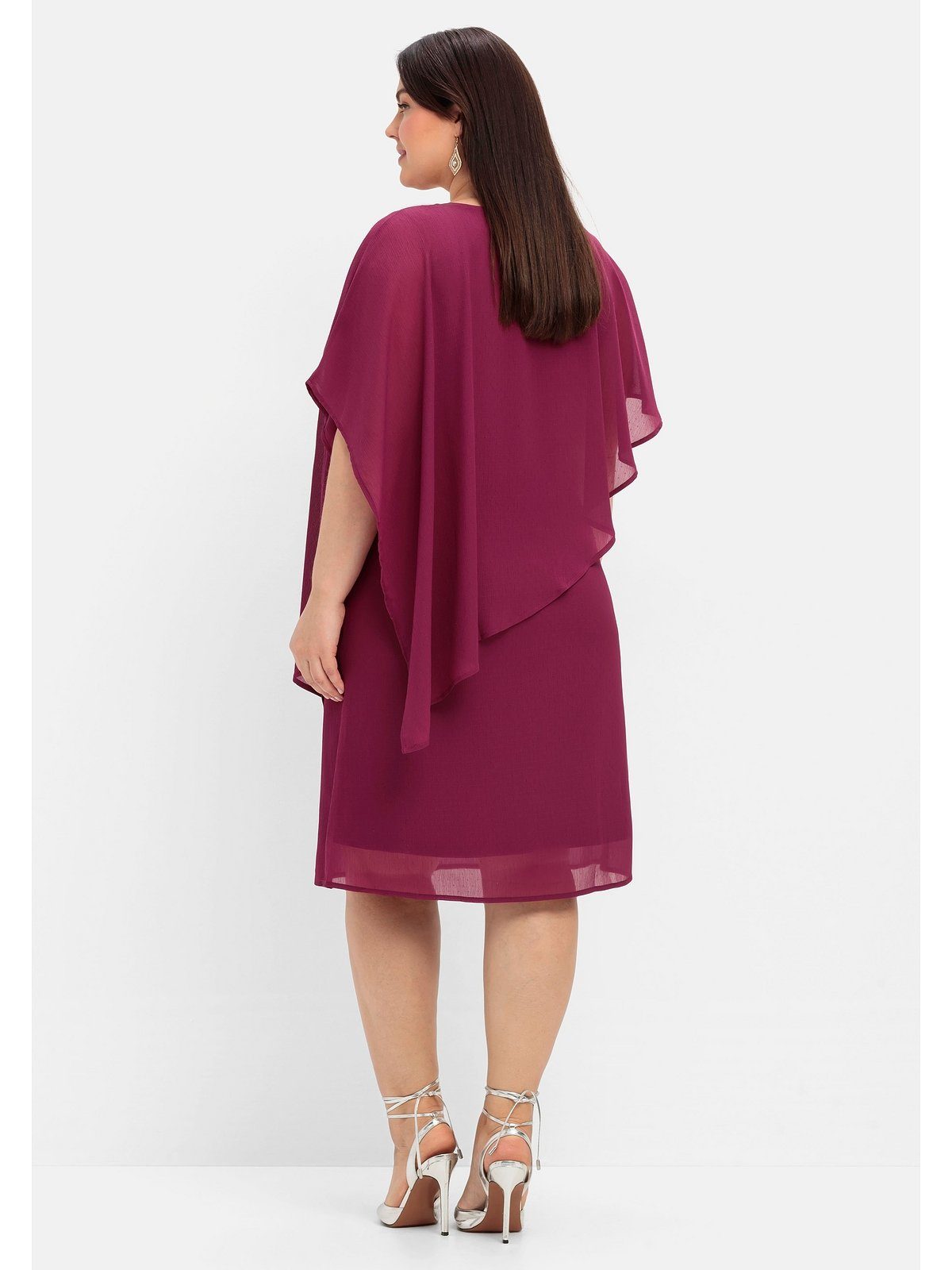 Sheego Cocktailkleid Große Größen mit asymetrischem Cape