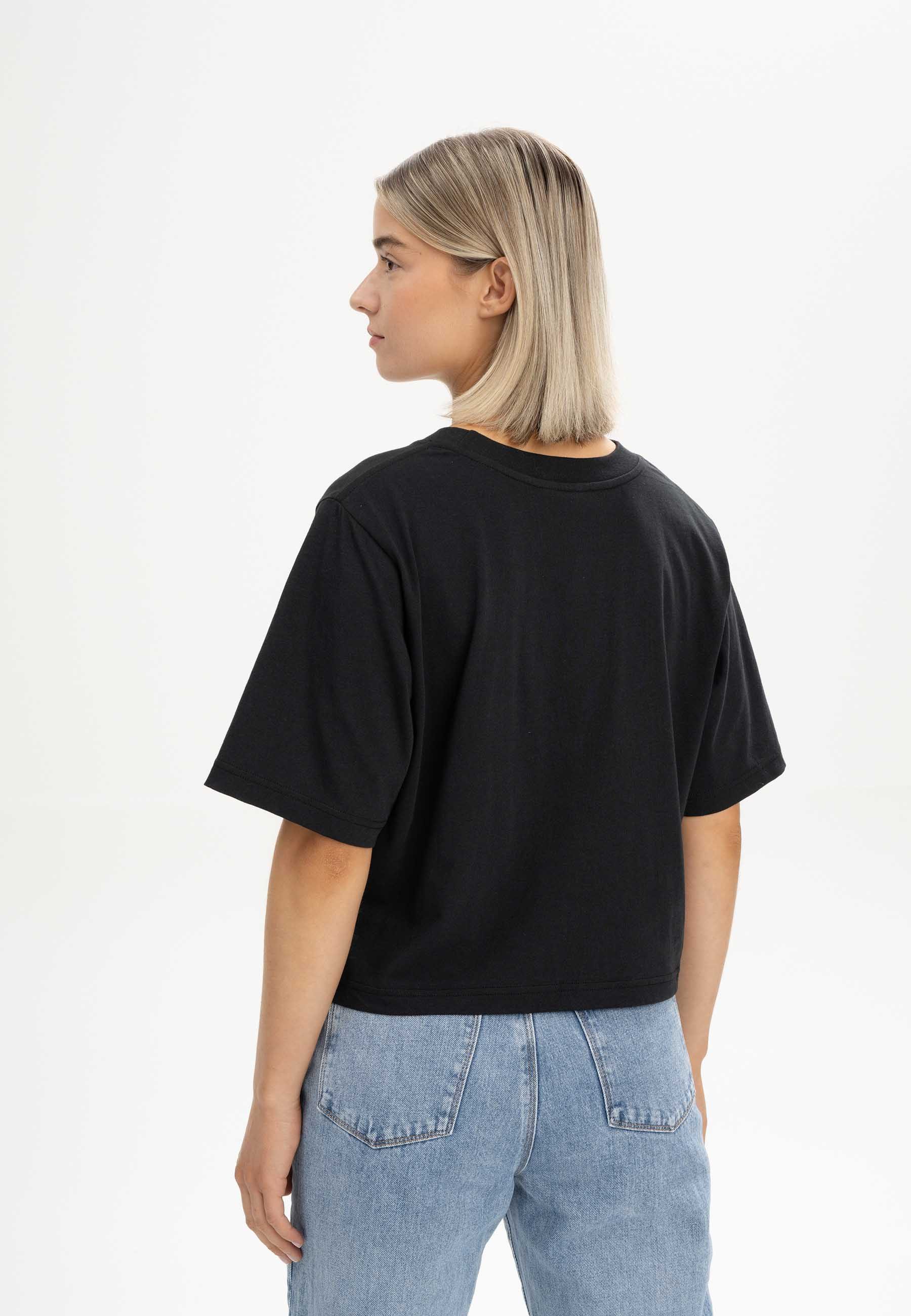 MELA Kurzarmshirt Cropped T-Shirt DESNA Rippbündchen günstig online kaufen