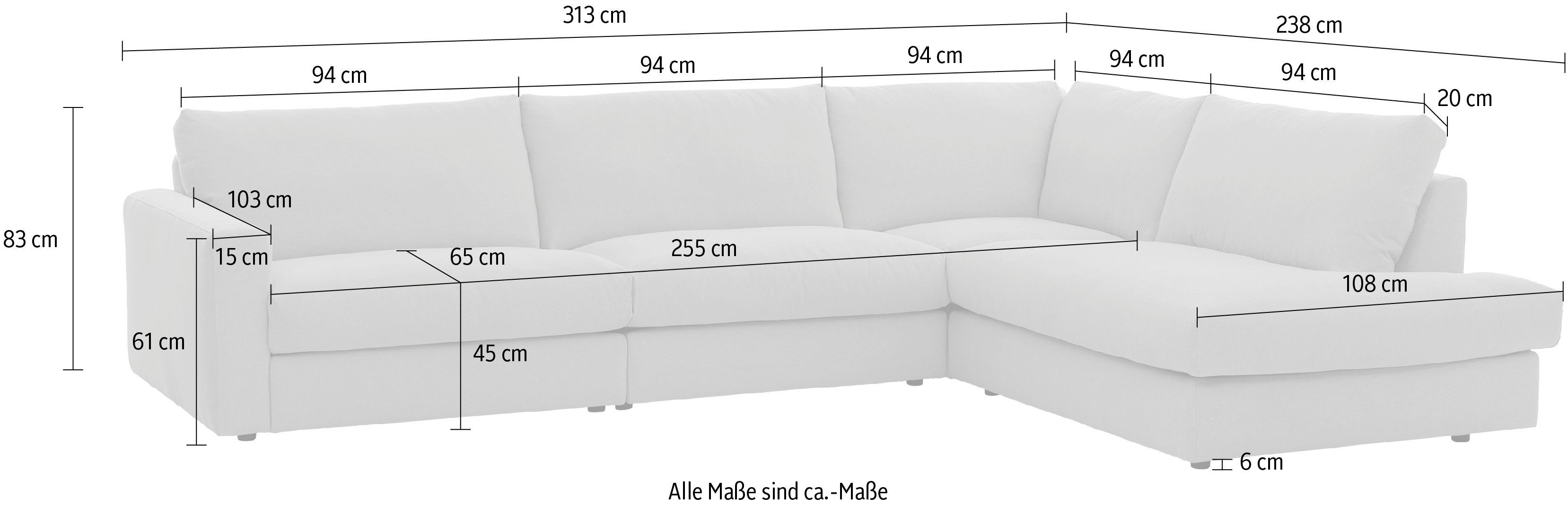 affaire Home Rücken- aus Füßen, losen Ecksofa dunkelgrau Remersburg, Kunststoff Sitzkissen mit und