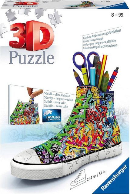 Image of 3D-Puzzle Sneaker Utensilo, H12 cm, 108 Teile, Graffiti Style
