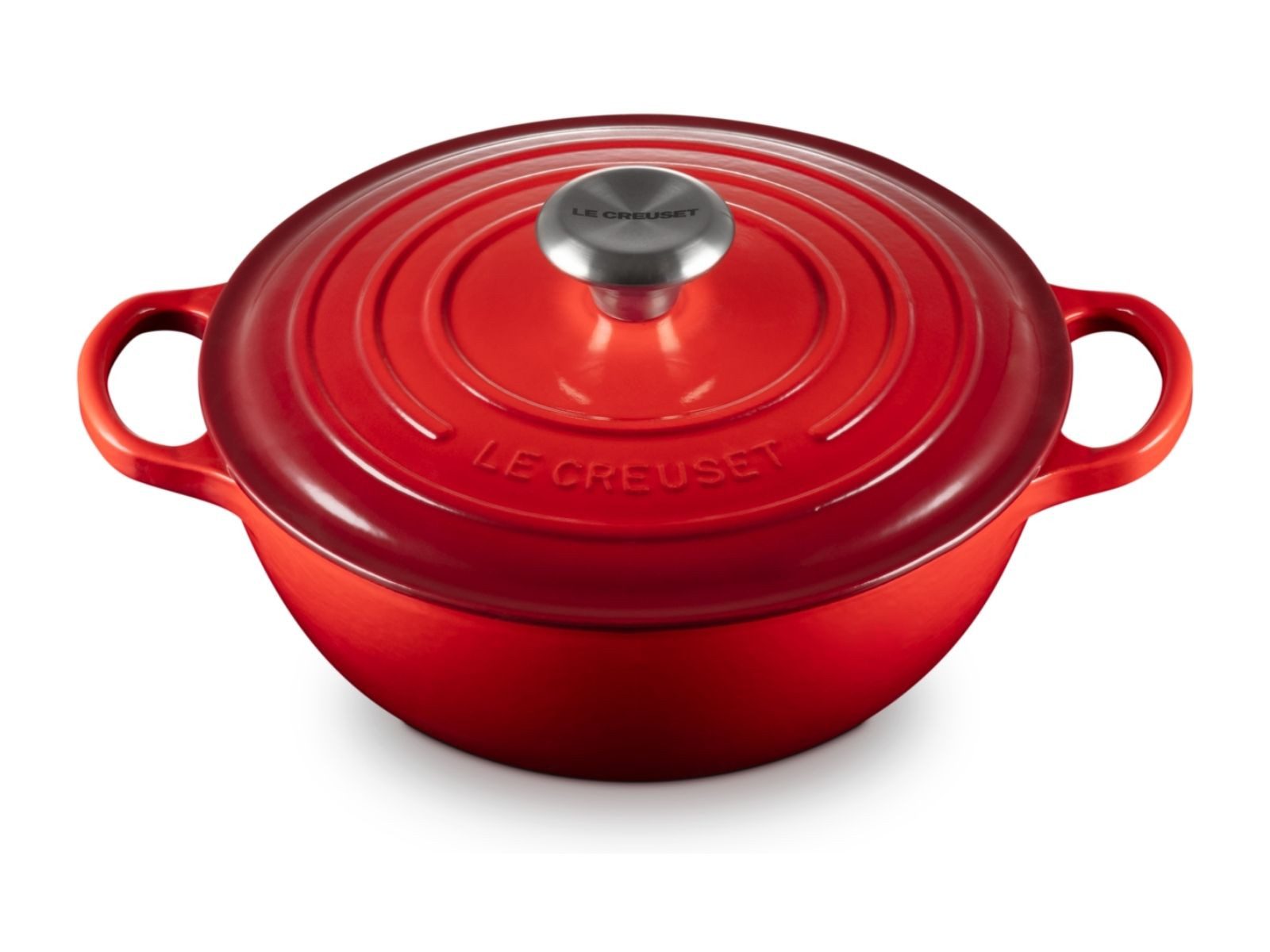 LE CREUSET Bräter Bräter La Marmite Signature rund kirschrot 24cm, Emailliertes Gusseisen