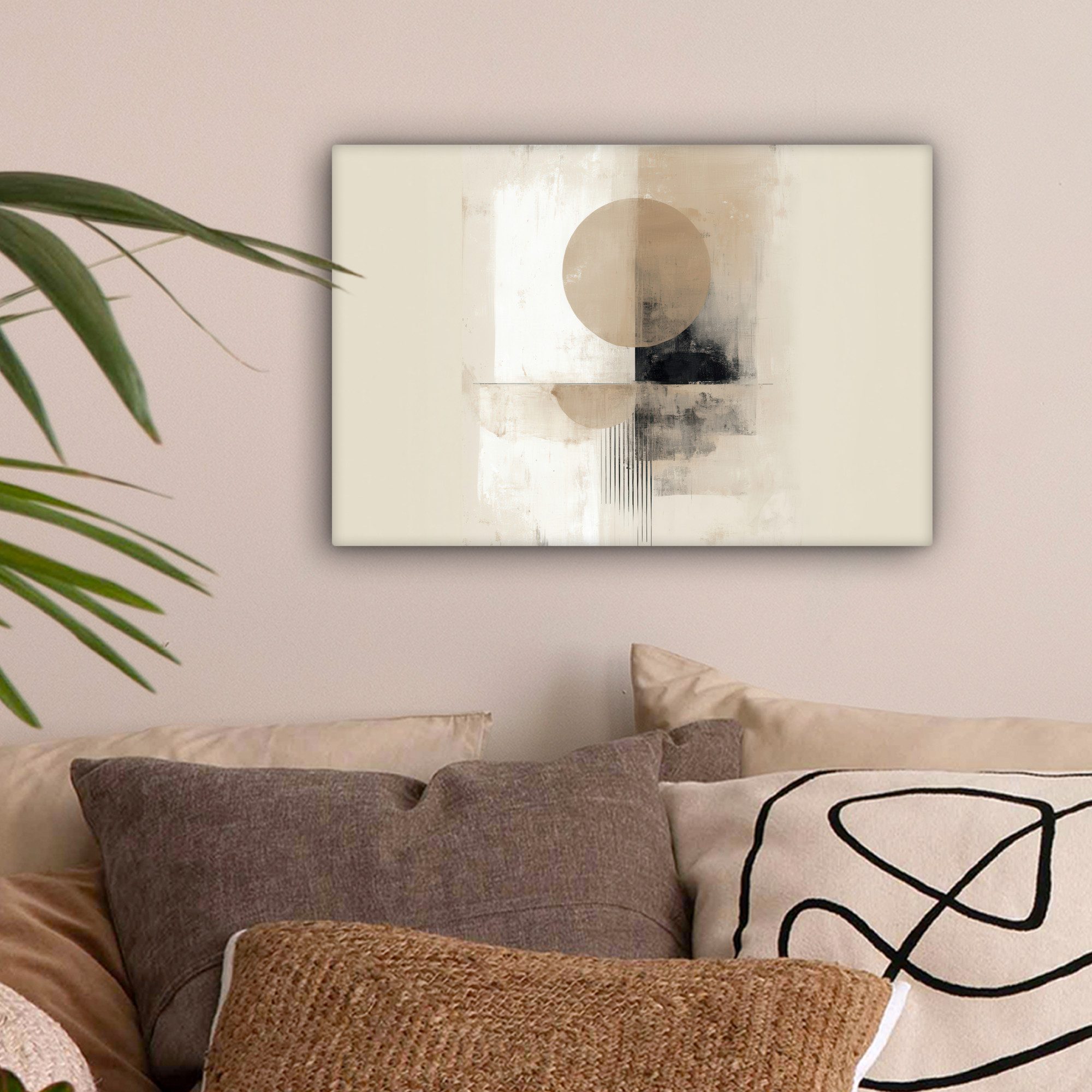 OneMillionCanvasses® Leinwandbild Kreis - Zusammensetzung - Tiefe - Beige, günstig online kaufen