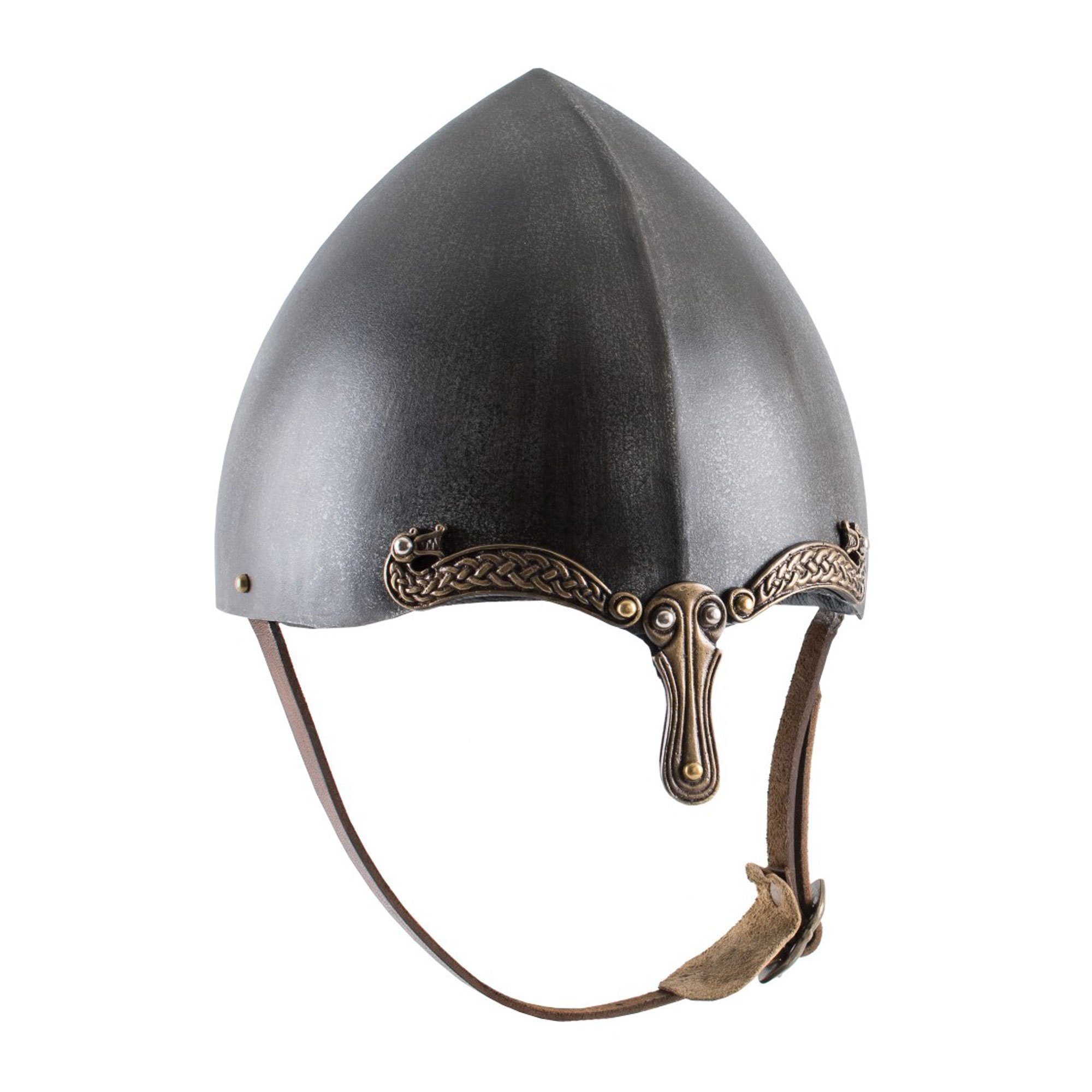 Ritter-Kostüm Nasalhelm mit Keltischen Motiven, Stahl mit Antik-Finish