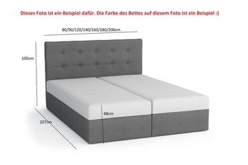 pressiode Polsterbett Polsterbett Doppelbett Boxspringbett x2 Bettkästen Matratze WALL