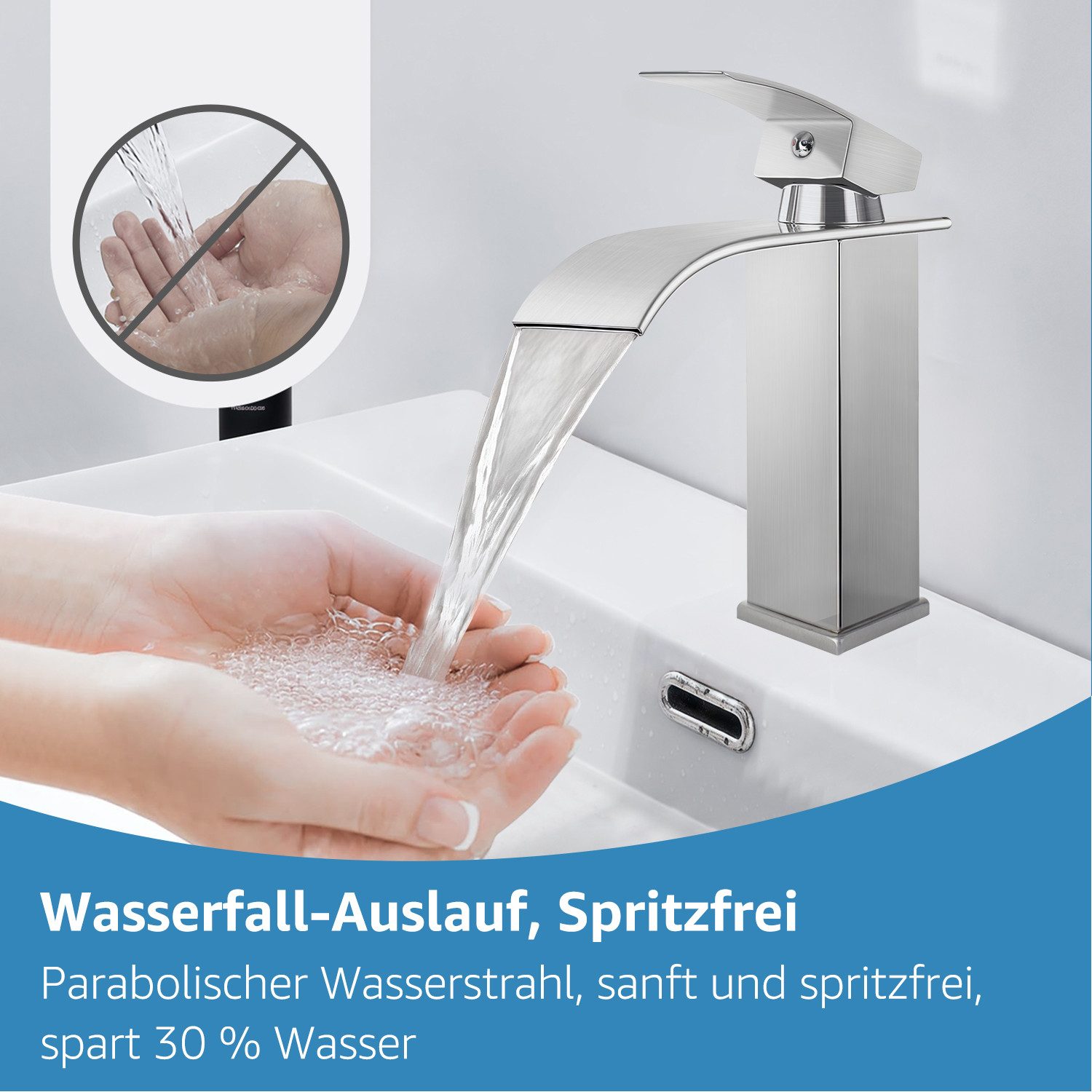 Eumaty Waschtischarmatur Badarmatur Wasserhahn Bad Wasserfall günstig online kaufen