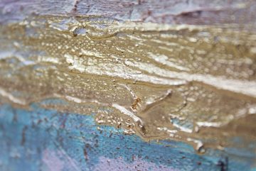 YS-Art Gemälde Zeitgeschehen, Abstrakt, Leinwand Bild Handgemalt Abstrakt Gold Lila Blau