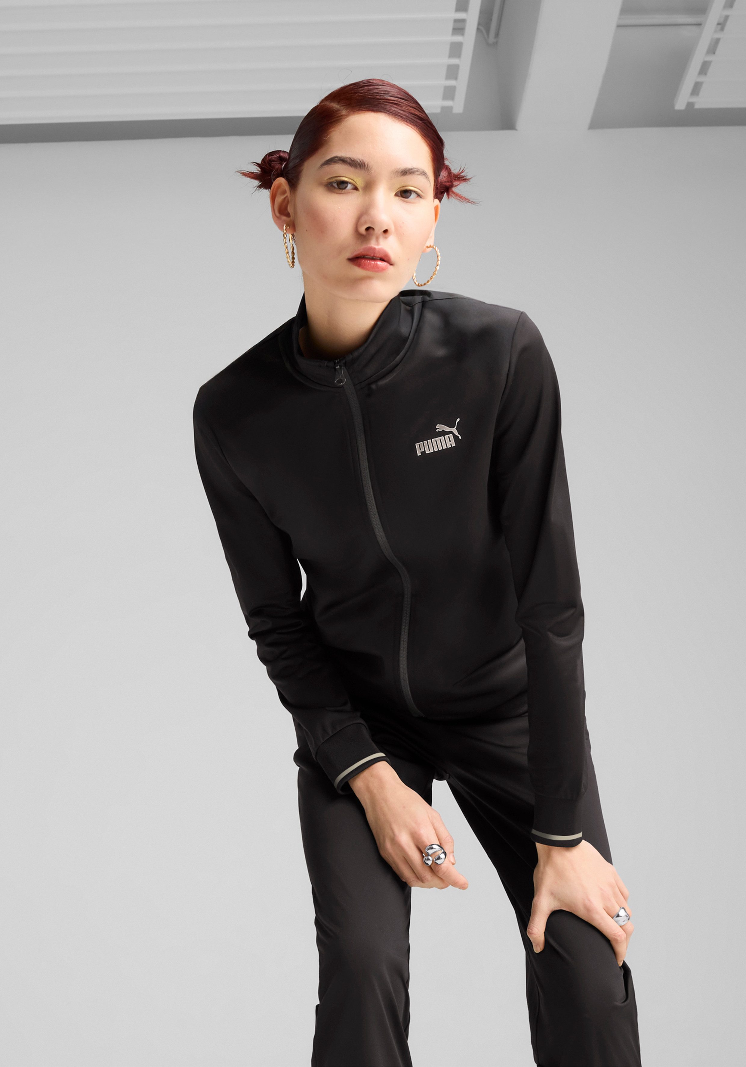 PUMA Trainingsanzug METALLIC FULL-ZIP TRACKSUIT TR CL (2-tlg), mit Reißverschluss, ohne Kapuze, aus Sweatware-Material