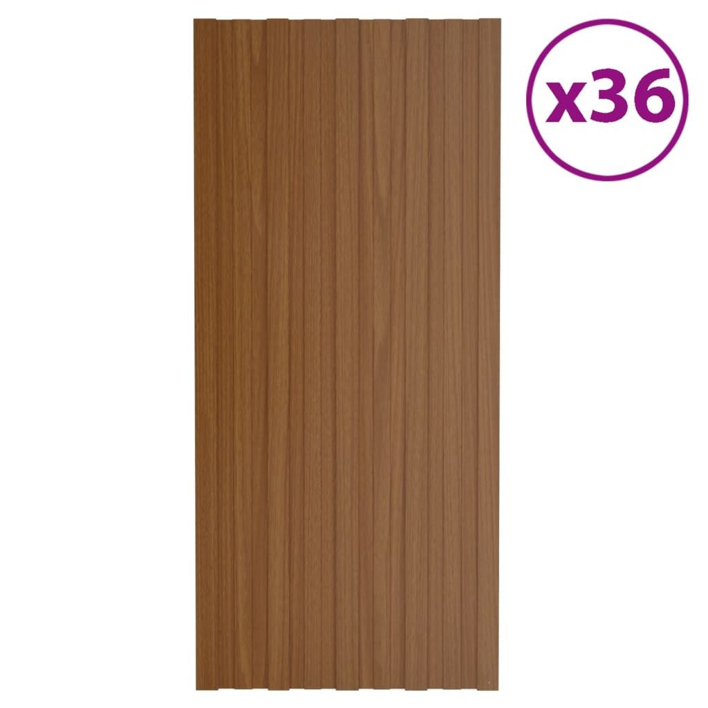 vidaXL Dachschindeln Dachpaneele 36 Stk Verzinkter Stahl Braun 100x45 cm Dacheindeckung Wet