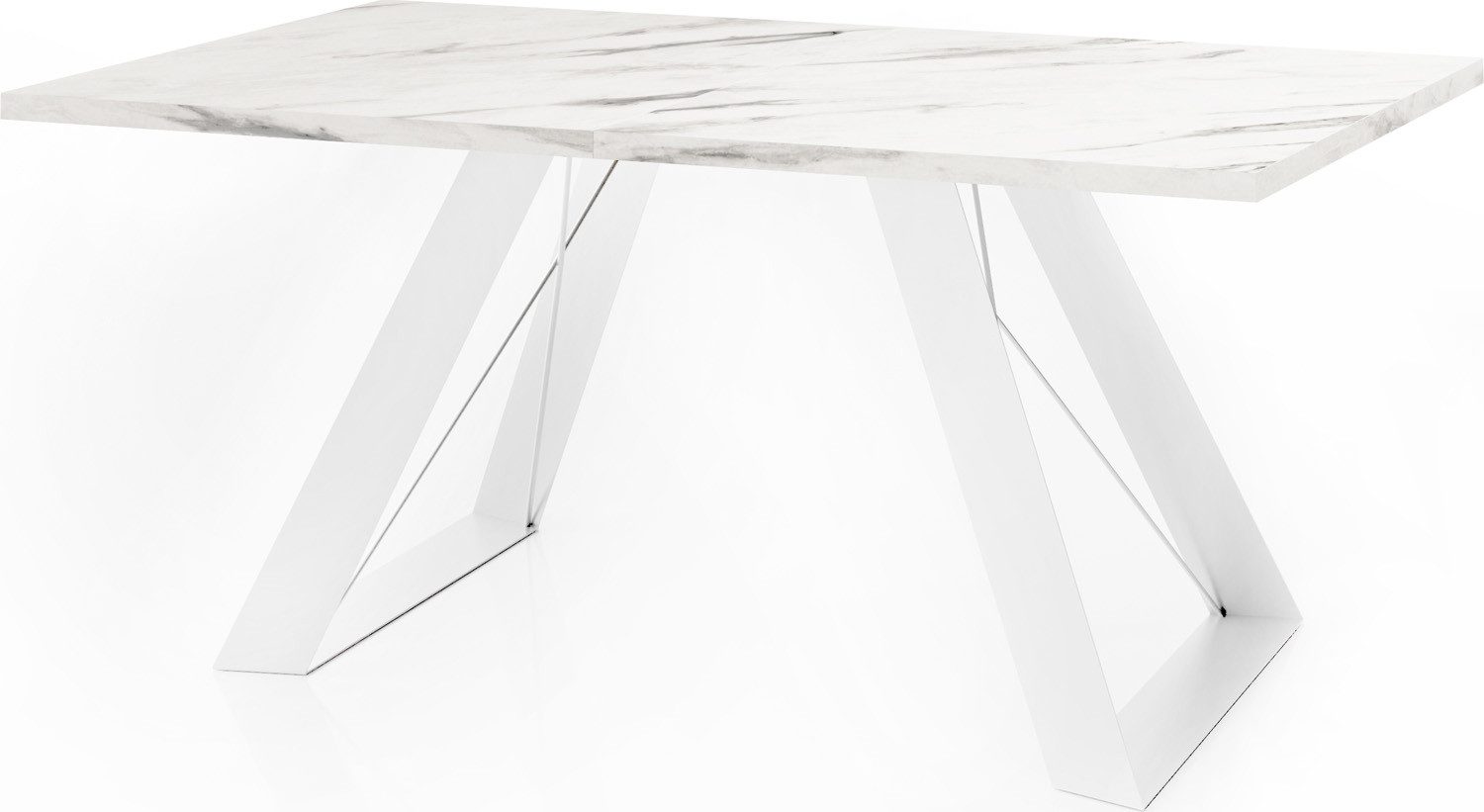 WFL GROUP Esstisch Colter Weiß, Rechteckiger Tisch mit Pulverbeschichtete weißen Metallbeine