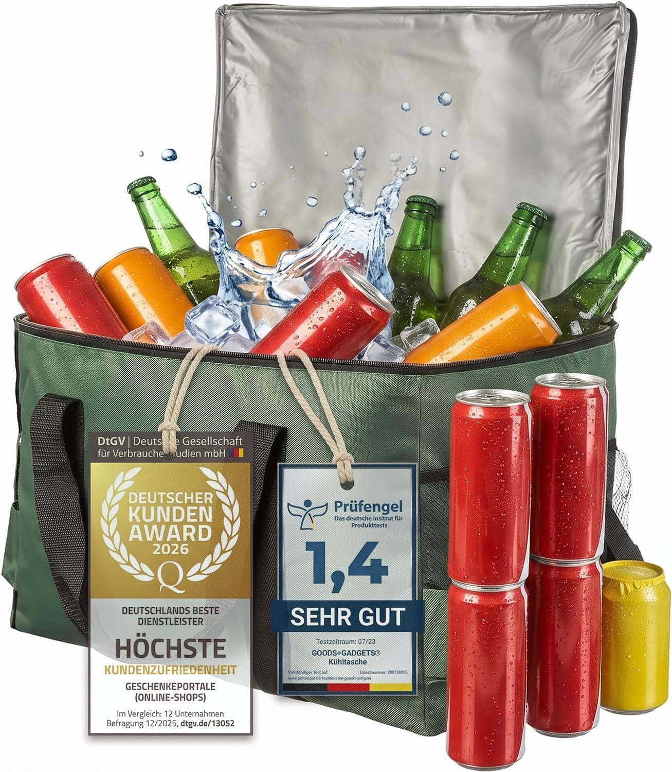 Goods+Gadgets Thermobehälter Kühltasche wasserdicht Thermobehälter Isoliertasche Camping & Picknick, Polyestergewebe, (XXL, Isotasche), Camping-Tasche Wärmetasche