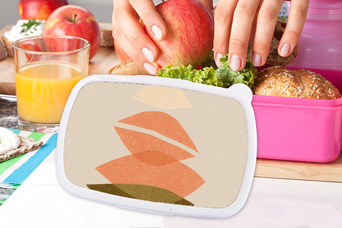 MuchoWow Lunchbox Formen Abstrakt, Mädchen, Pastell - - Kinder, Erwachsene, Farben - (2-tlg), für rosa Brotbox Brotdose Kunststoff, Snackbox, Kunststoff