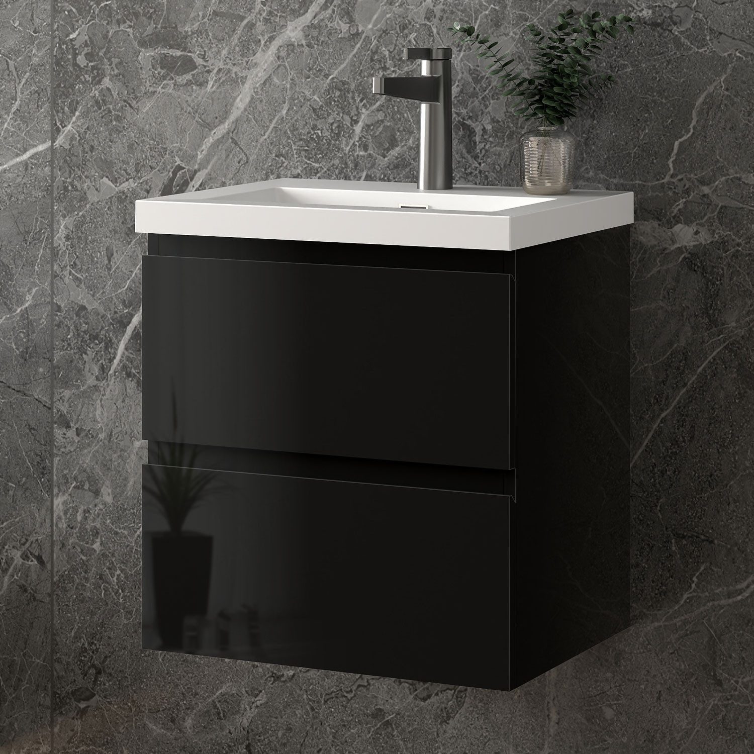 duschspa Waschtisch Waschbecken mit Unterschrank Badmöbel Set Badschrank Waschplatz, Hochglanz, 50-120cm