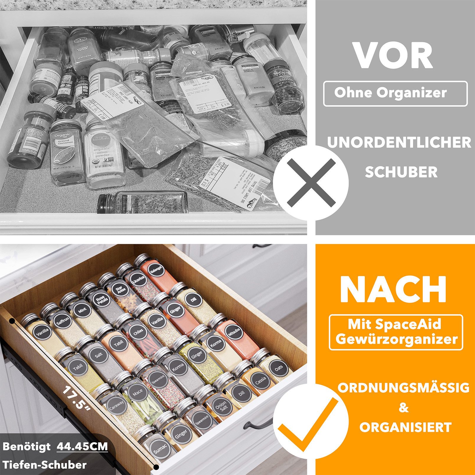 SpaceAid Gewürzregal 4 Etagen Gewürzregal Schubladen, günstig online kaufen