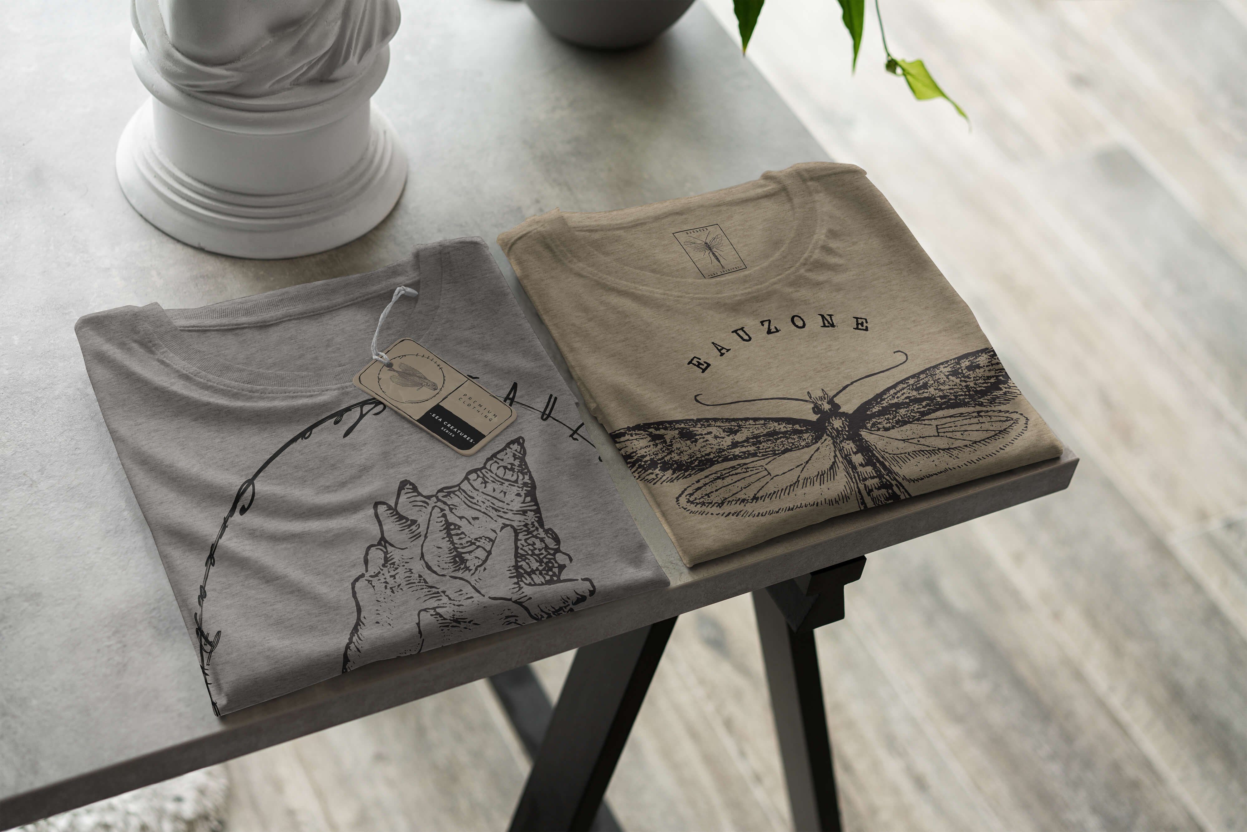 Sinus Art T-Shirt T-Shirt Tiefsee und 023 Sea feine Struktur Sea / - sportlicher Serie: Schnitt Fische Creatures, Ash