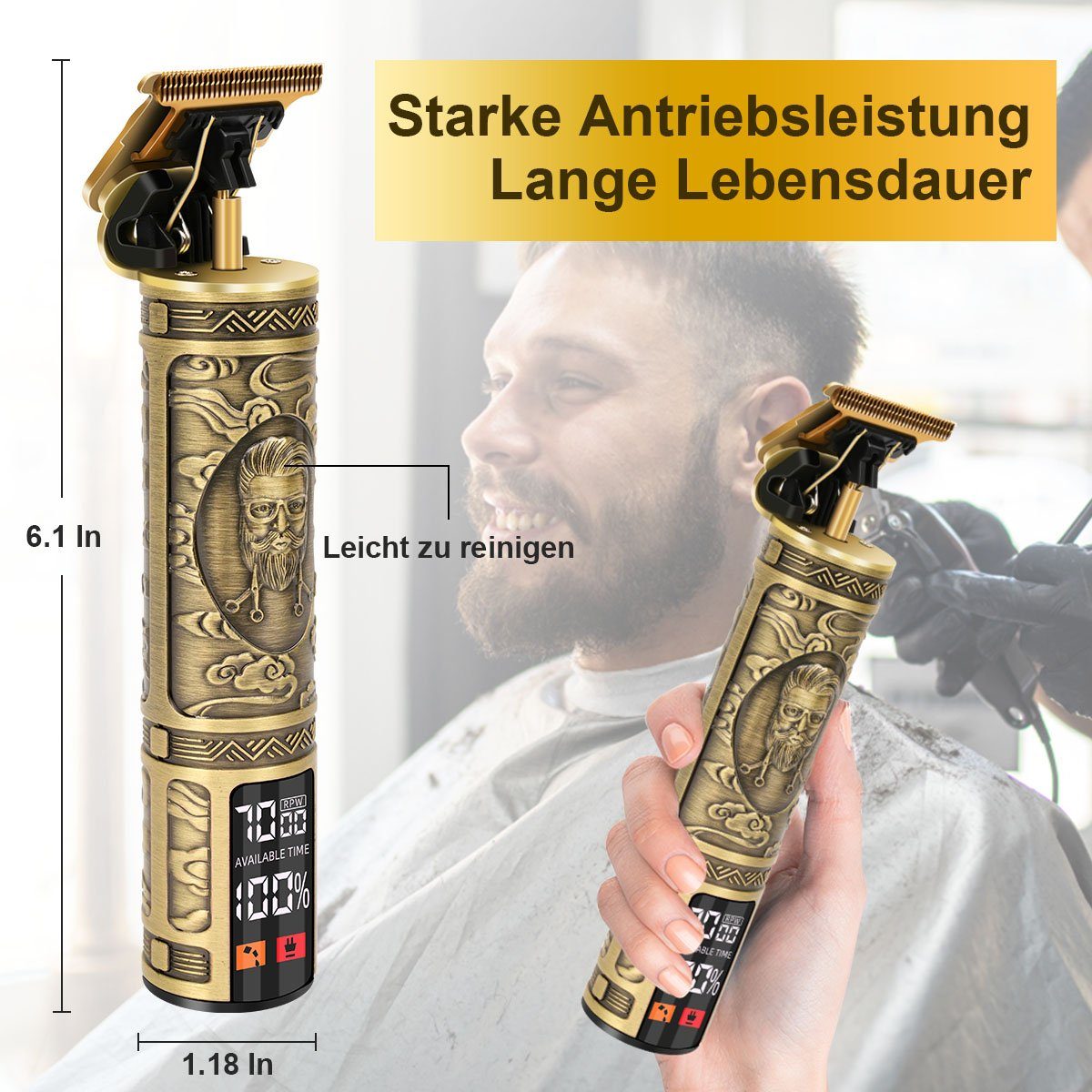 Barttrimmer, Anzeige für Konturenschneider Haar- 7Magic und MD-1207 Kamm Haartrimmer und 3 Männer LED Bartschneider, Haarschneidemaschine mit