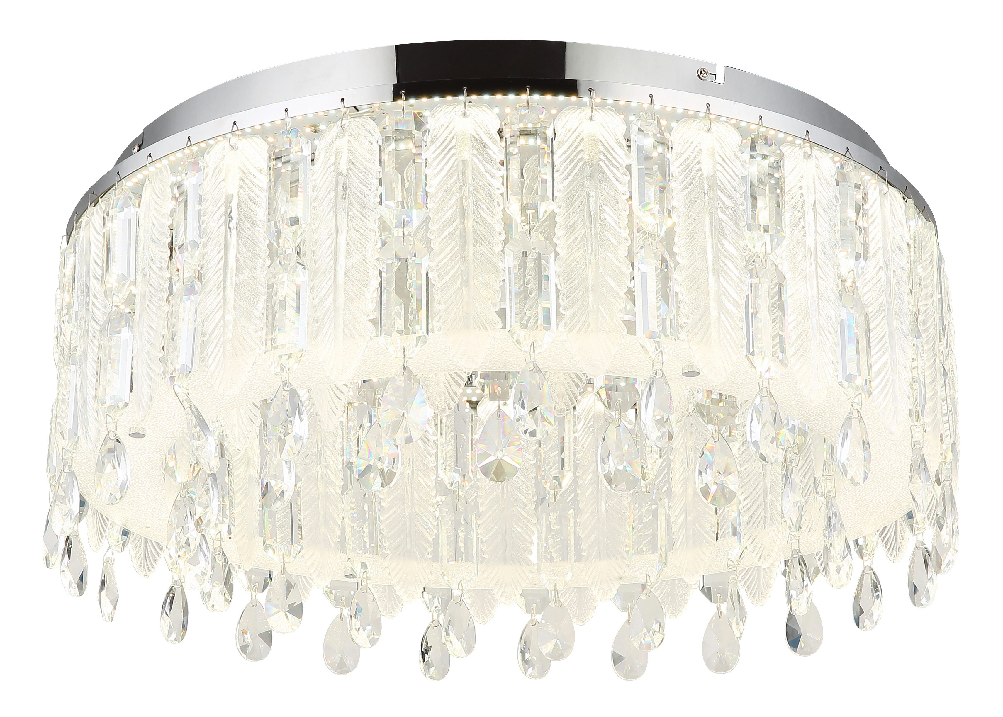 GLOBO LIGHTING Deckenleuchte KLUNKA, LED fest integriert, Deckenleuchte Chrom/Kristalle, dimmbar, LED 58W