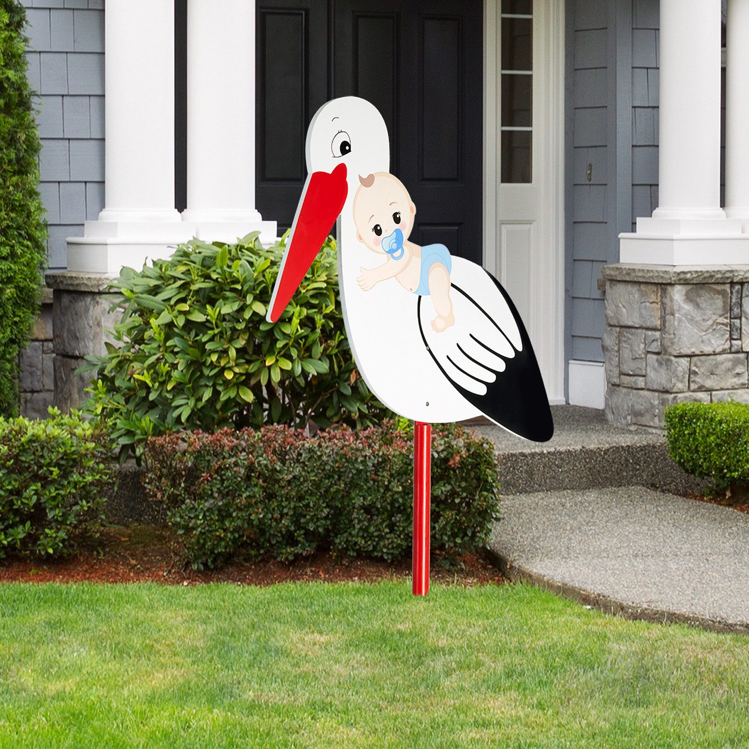 BRUBAKER Girlande Welcome Baby Girlande + Großer Storch aus Holz für Jungen günstig online kaufen