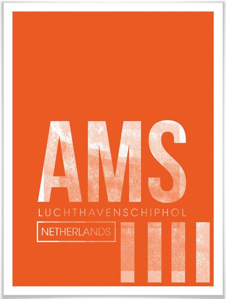 Wall-Art Poster, Poster Bild, AMS Wandposter Flughafen Wandbild, Flughafen Amsterdam, Wandbild (1 St),