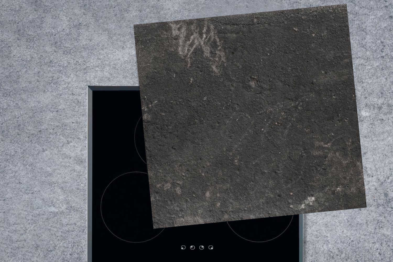 cm, Formen, 78x78 Ceranfeldabdeckung, (1 für MuchoWow Arbeitsplatte Beton - küche Vinyl, Schwarz Herdblende-/Abdeckplatte - tlg),