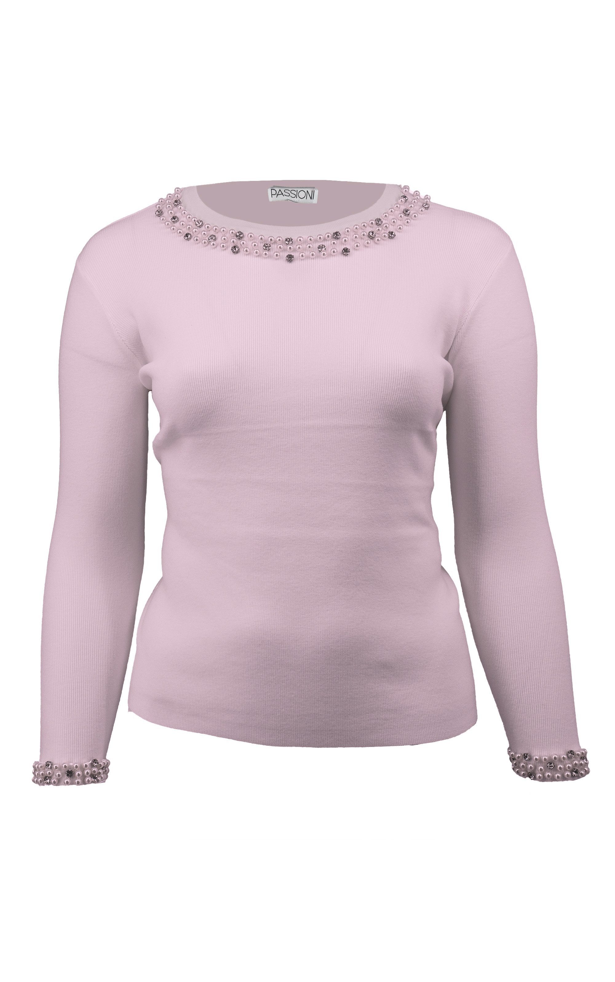 Passioni Strickpullover mit Perlendetails und Ärmelbündchen günstig online kaufen