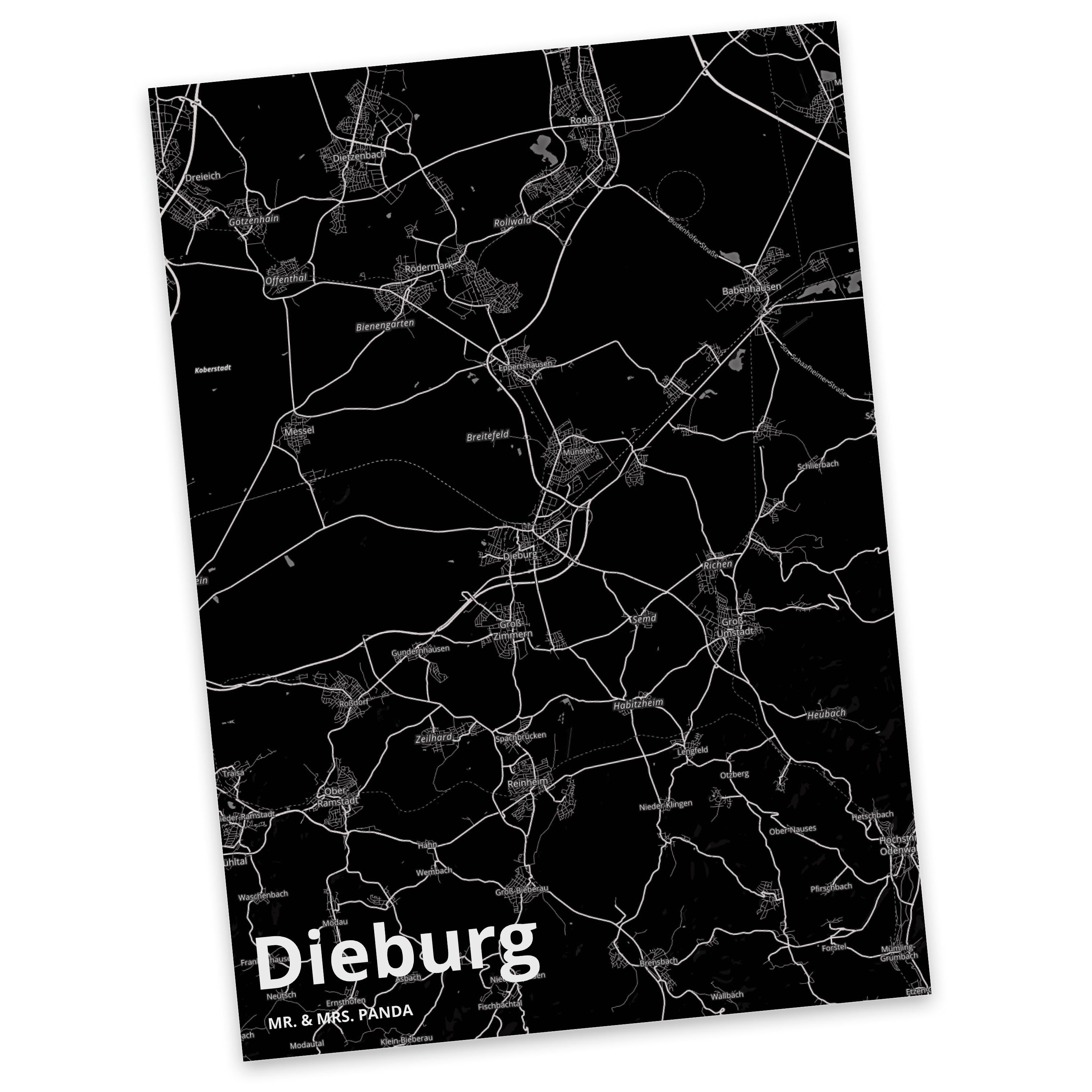 Mr. & Mrs. Panda Postkarte Dieburg - Geschenk, Ort, Stadt Dorf Karte Landkarte Map Stadtplan, Ge