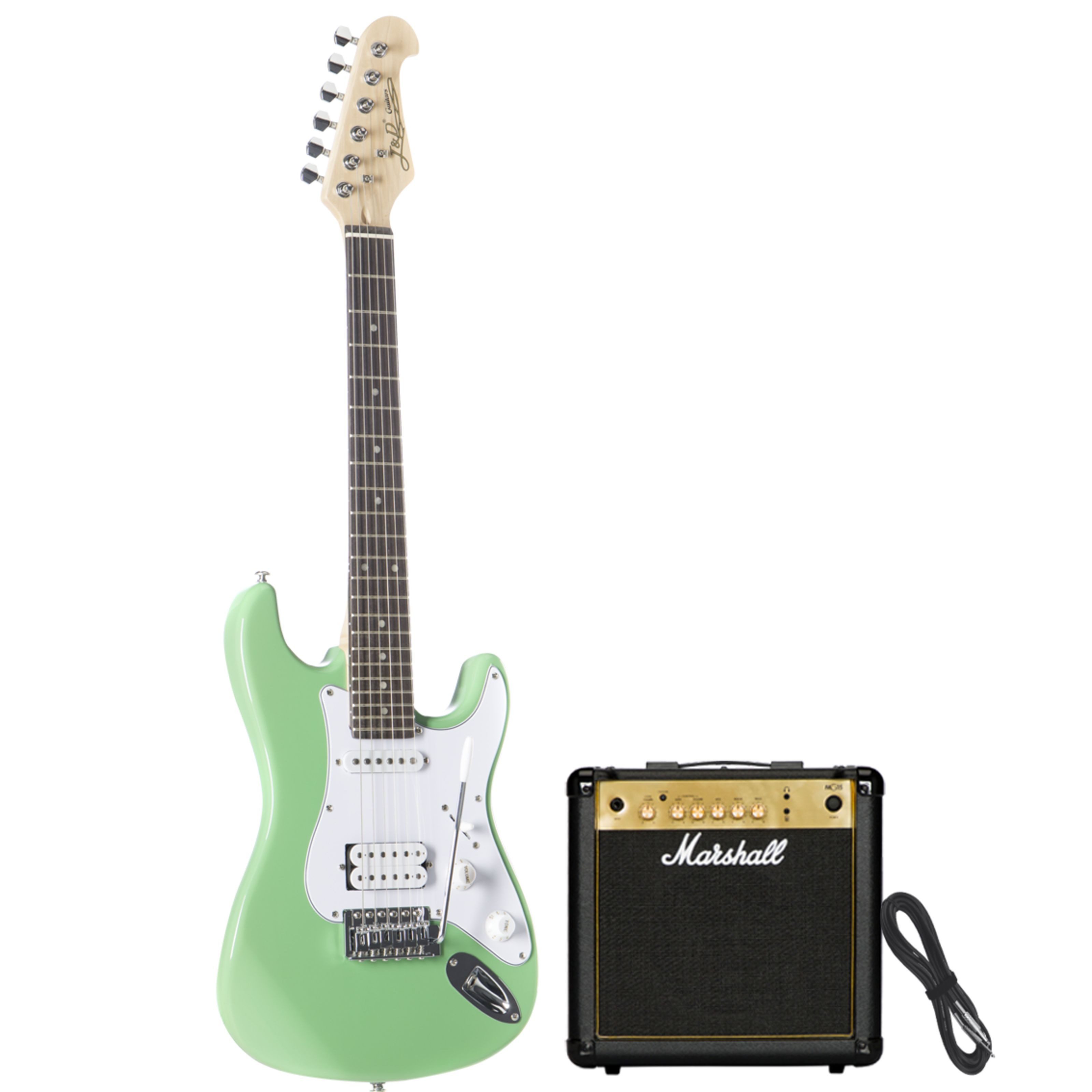 J & D E-Gitarre, E-Gitarren, E-Gitarren-Sets, ST-MINI Surf Green - E-Gitarren Anfänger Set
