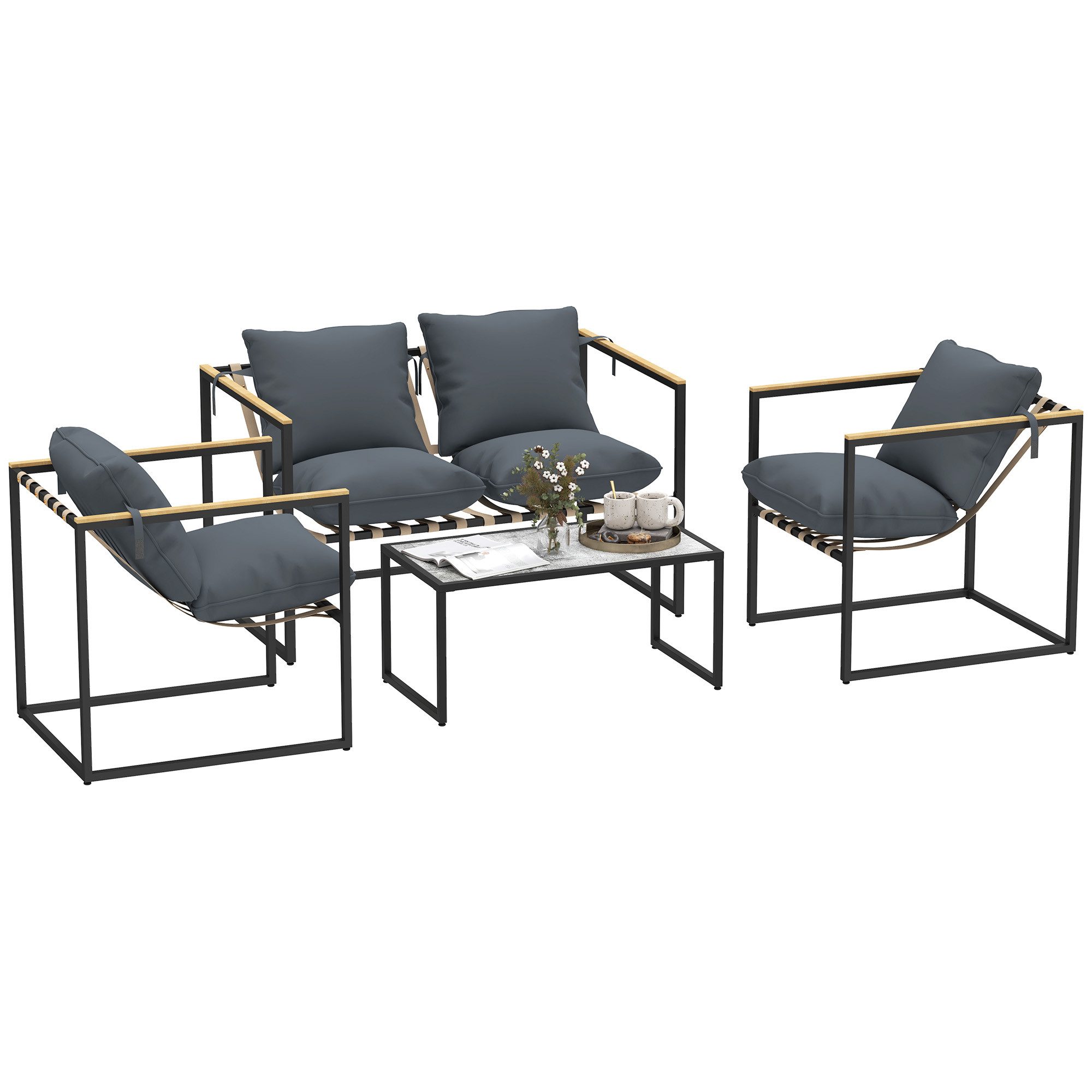 Outsunny Sitzgruppe mit 2er Sofa, 2 günstig online kaufen