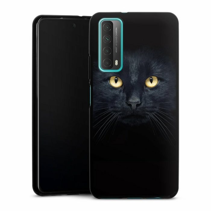 DeinDesign Handyhülle Katze Auge schwarz Tom Cat Huawei P Smart 2021 Silikon Hülle Bumper Case Handy Schutzhülle