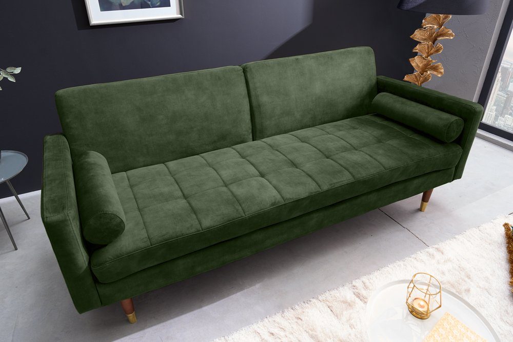 196cm riess-ambiente / Bettfunktion · Einzelartikel 1 Microvelours · COUTURE Teile, Schlafsofa Wohnzimmer grün braun,