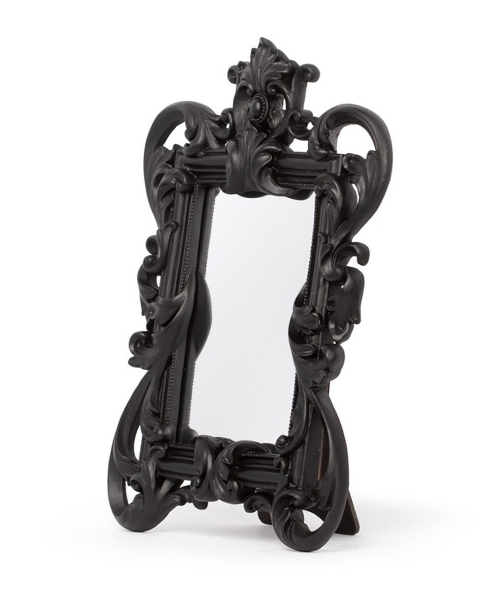 Horror-Shop Dekofigur Gothic Barock Spiegel Schwarz – Dekorativer Tisch-