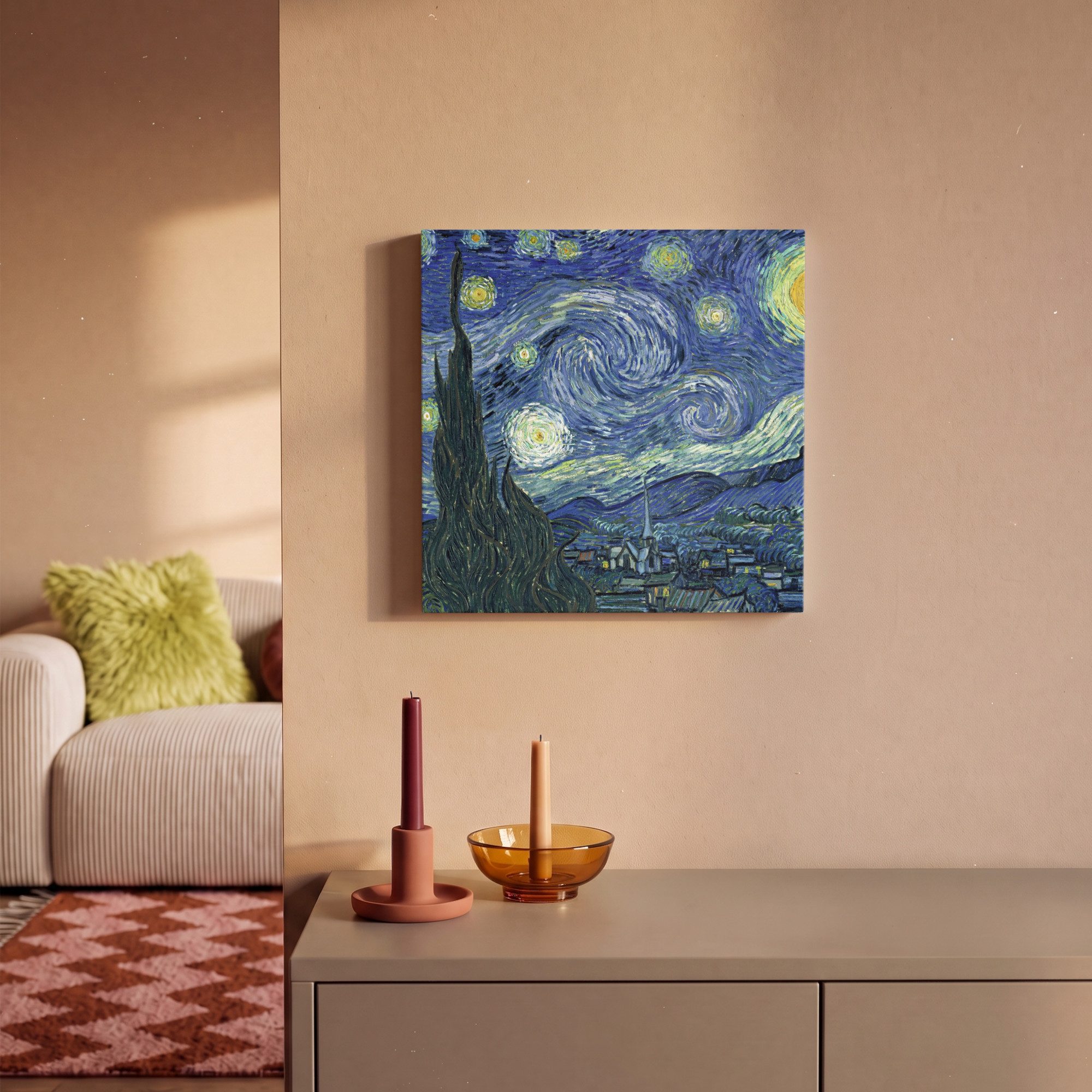 OneMillionCanvasses® Leinwandbild Sternennacht - Kunstdrucke - Alte Meister - Vincent van Gogh, Fotodruck (1 St), Wandbild, Deko Schlafzimmer Wohnzimmer Flur 20 – Bild 2 von 5