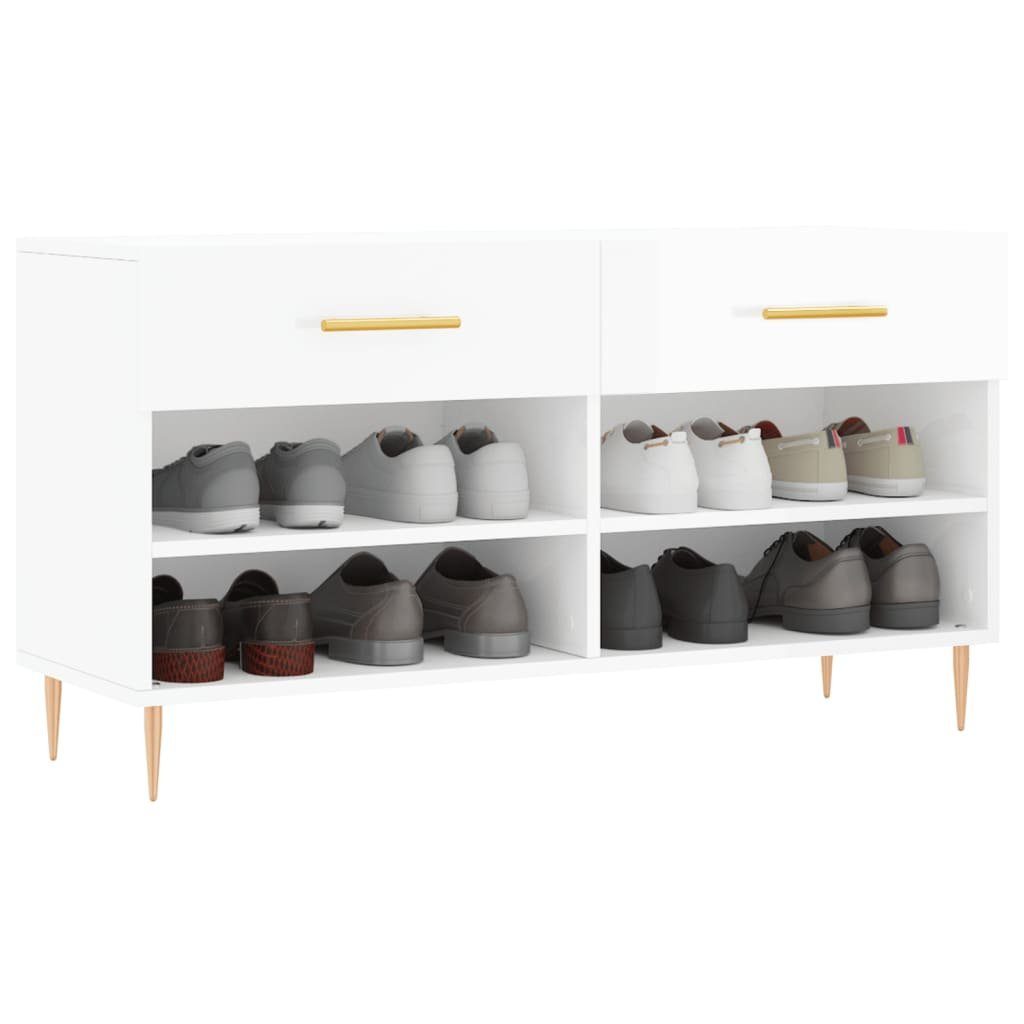 furnicato Schuhbank 102 x 35 x 55 cm Hochglanz-Weiß mit Stauraum und (1-St)