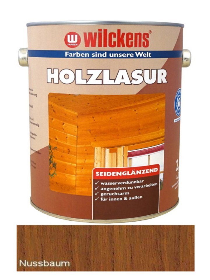 Wilckens Holzlasur Seidenglänzend Farben Lasur 2,5 Nussbaum Liter
