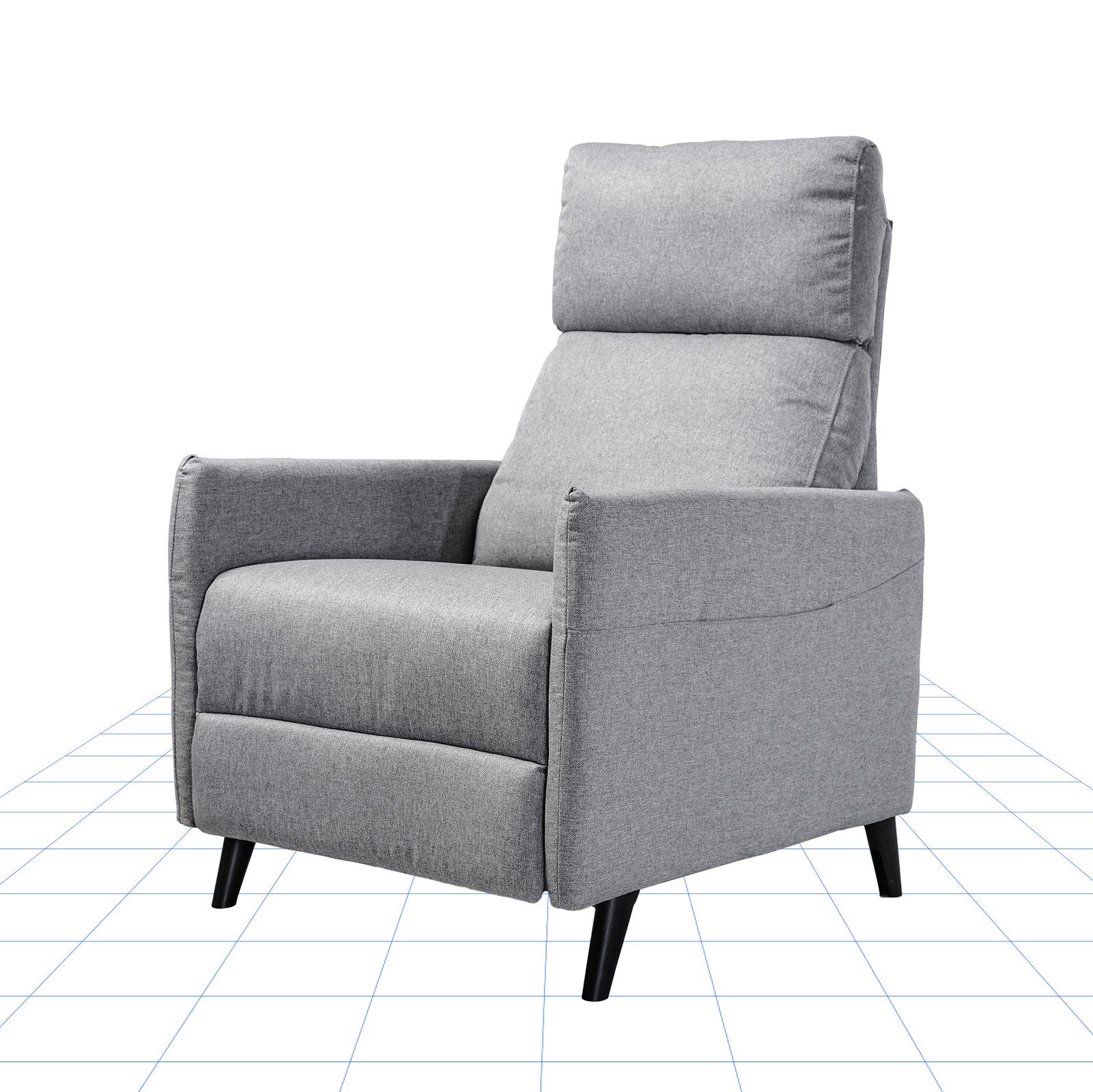 FLEXISPOT Sessel Stoff Fernsehsessel XC1 (Weich gepolsterte Rückenlehne, Perfektes Design für Komfort), 125°-165° Flexibel verstellbar Hellgrau